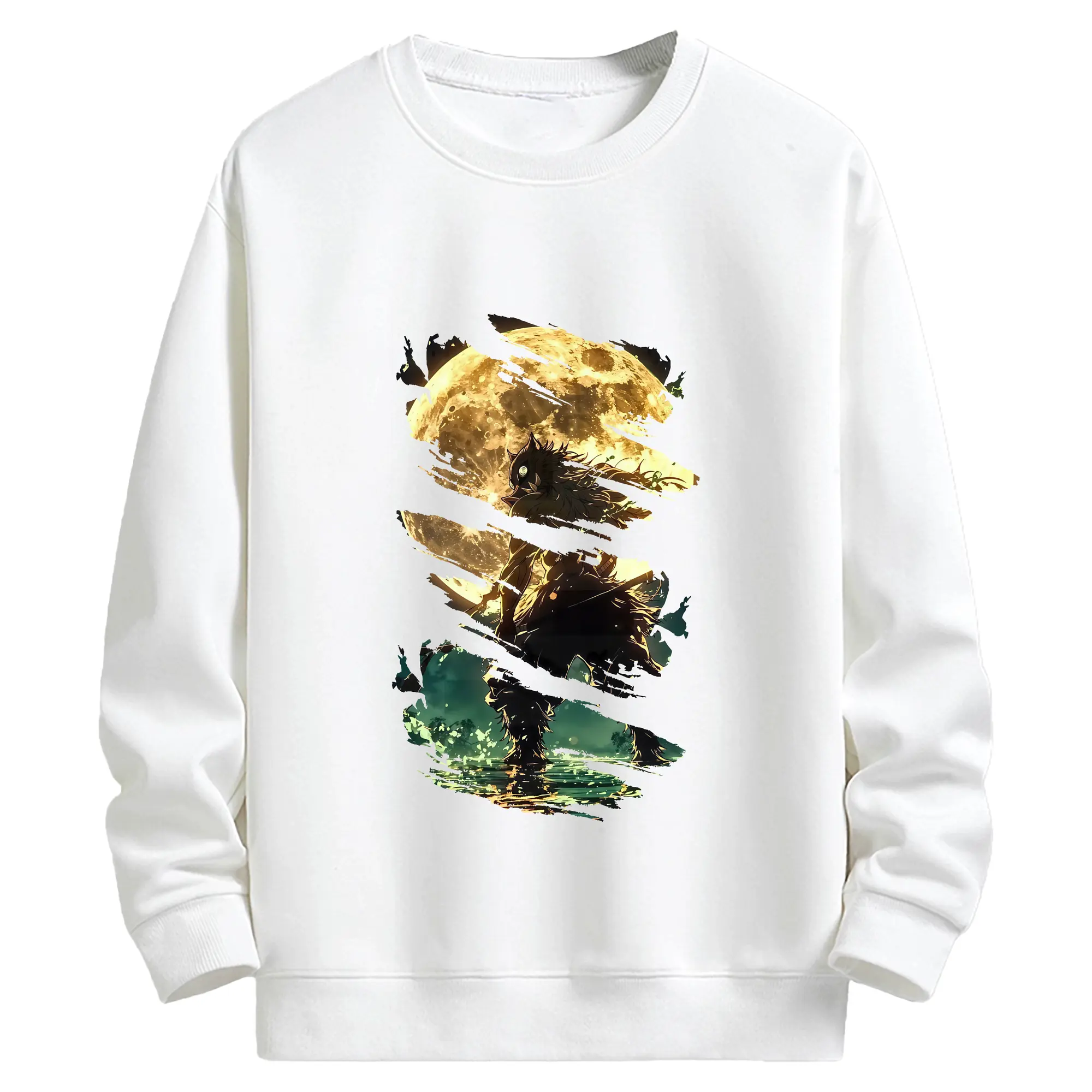 鬼滅の刃 グッズ,嘴平 伊之助 - 高品質 クルーネック スウェット ・ コットン59％ ポリエステル41％ ・ ユニセックス 長袖 トレーナー ・ カジュアル デイリー スポーツ 散歩用