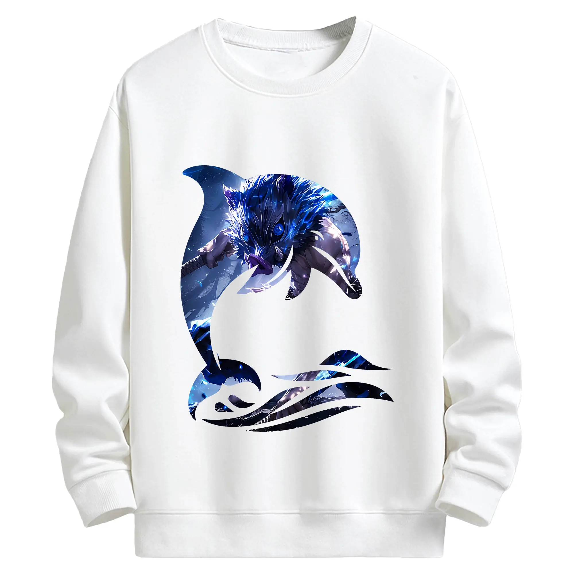 鬼滅の刃 グッズ,嘴平 伊之助 - 高品質 クルーネック スウェット ・ コットン59％ ポリエステル41％ ・ ユニセックス 長袖 トレーナー ・ カジュアル デイリー スポーツ 散歩用