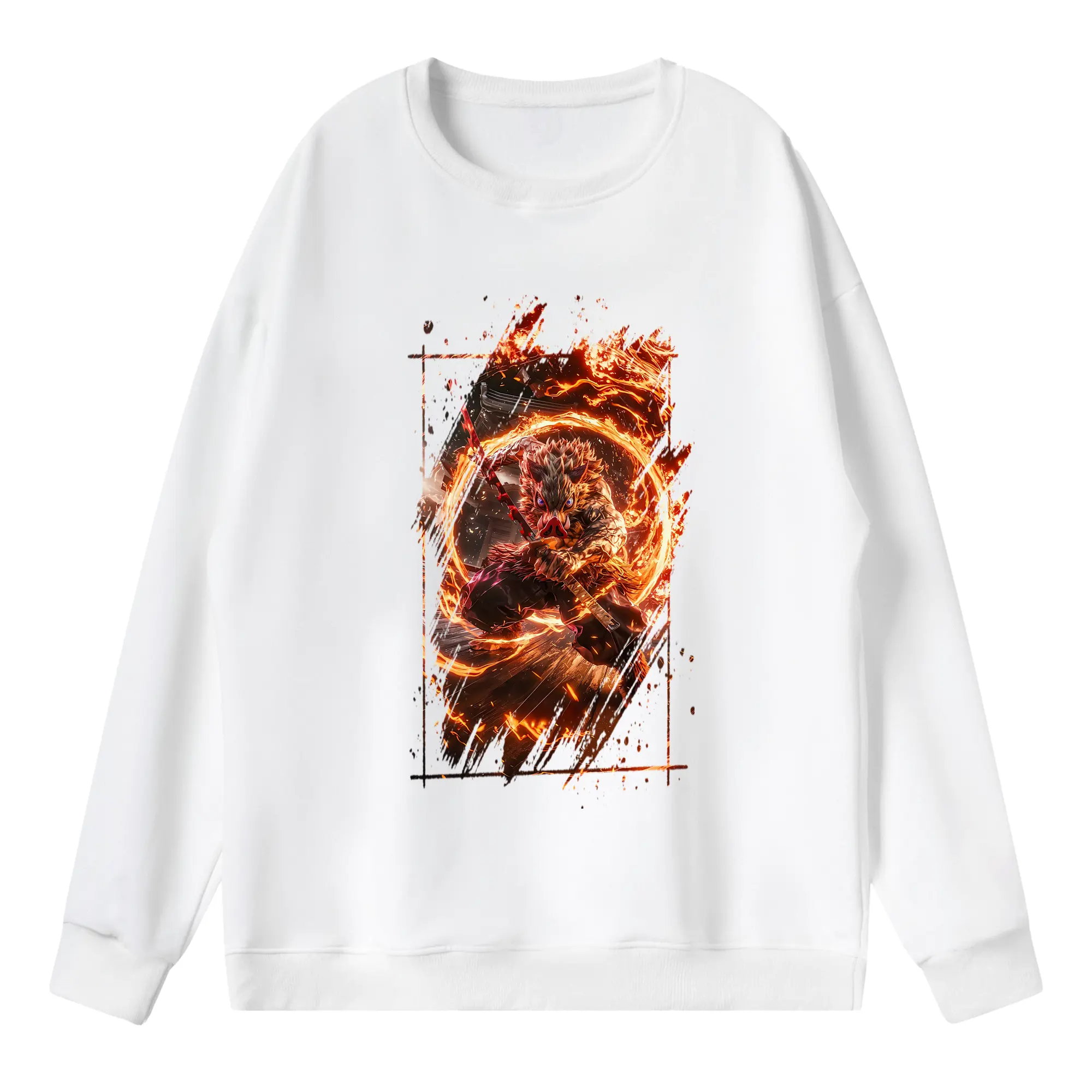 鬼滅の刃 グッズ,嘴平 伊之助 - 薄手 クルーネック スウェット 裏毛260g · ポリエステル 春秋向け カジュアル 男女兼用 · トレーナー デイリー スポーツ 散歩に最適