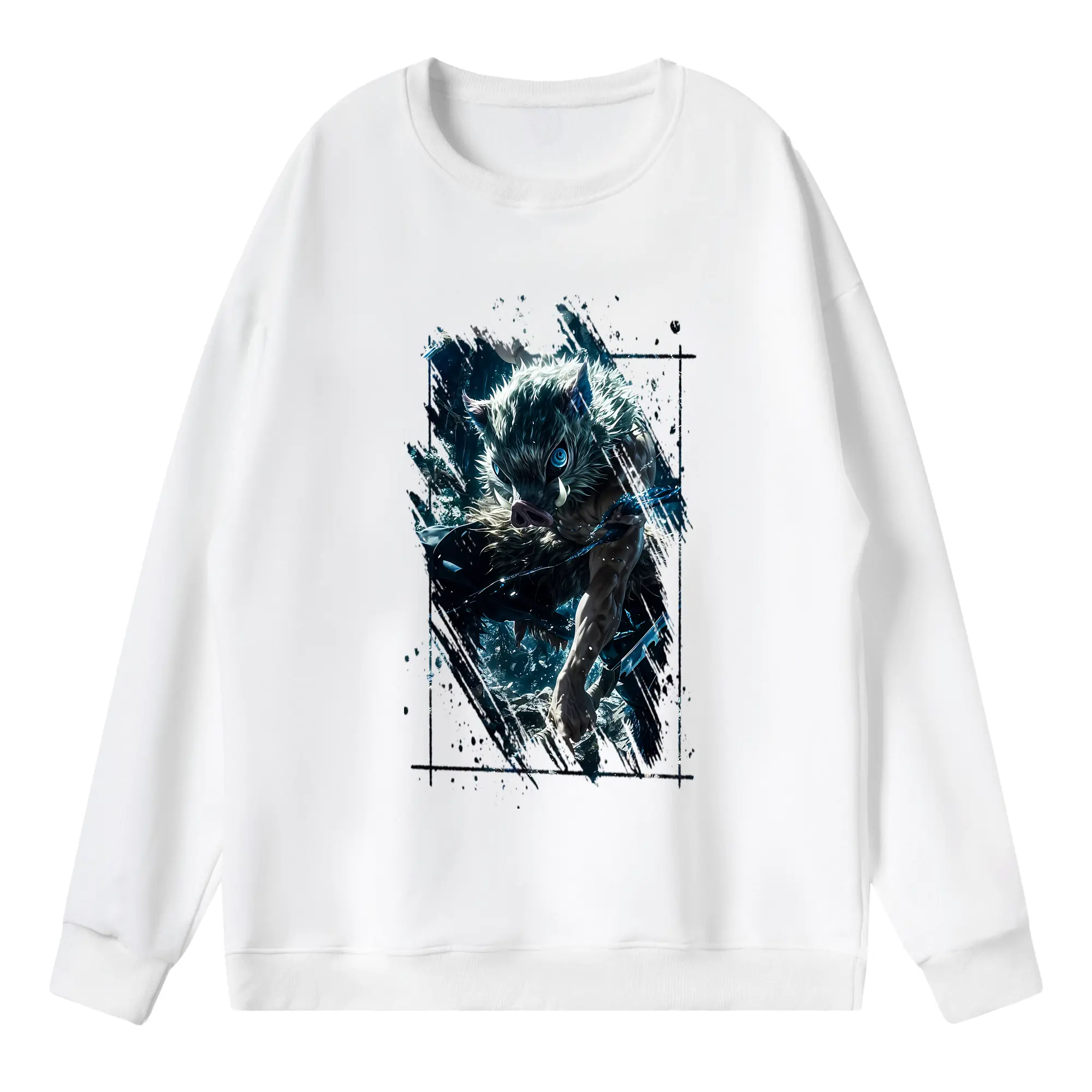 鬼滅の刃 グッズ,嘴平 伊之助 - 薄手 クルーネック スウェット 裏毛260g · ポリエステル 春秋向け カジュアル 男女兼用 · トレーナー デイリー スポーツ 散歩に最適