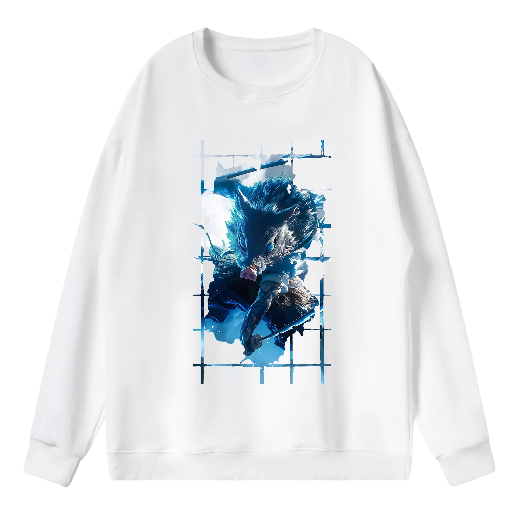 鬼滅の刃 グッズ,嘴平 伊之助 - 薄手 クルーネック スウェット 裏毛260g · ポリエステル 春秋向け カジュアル 男女兼用 · トレーナー デイリー スポーツ 散歩に最適