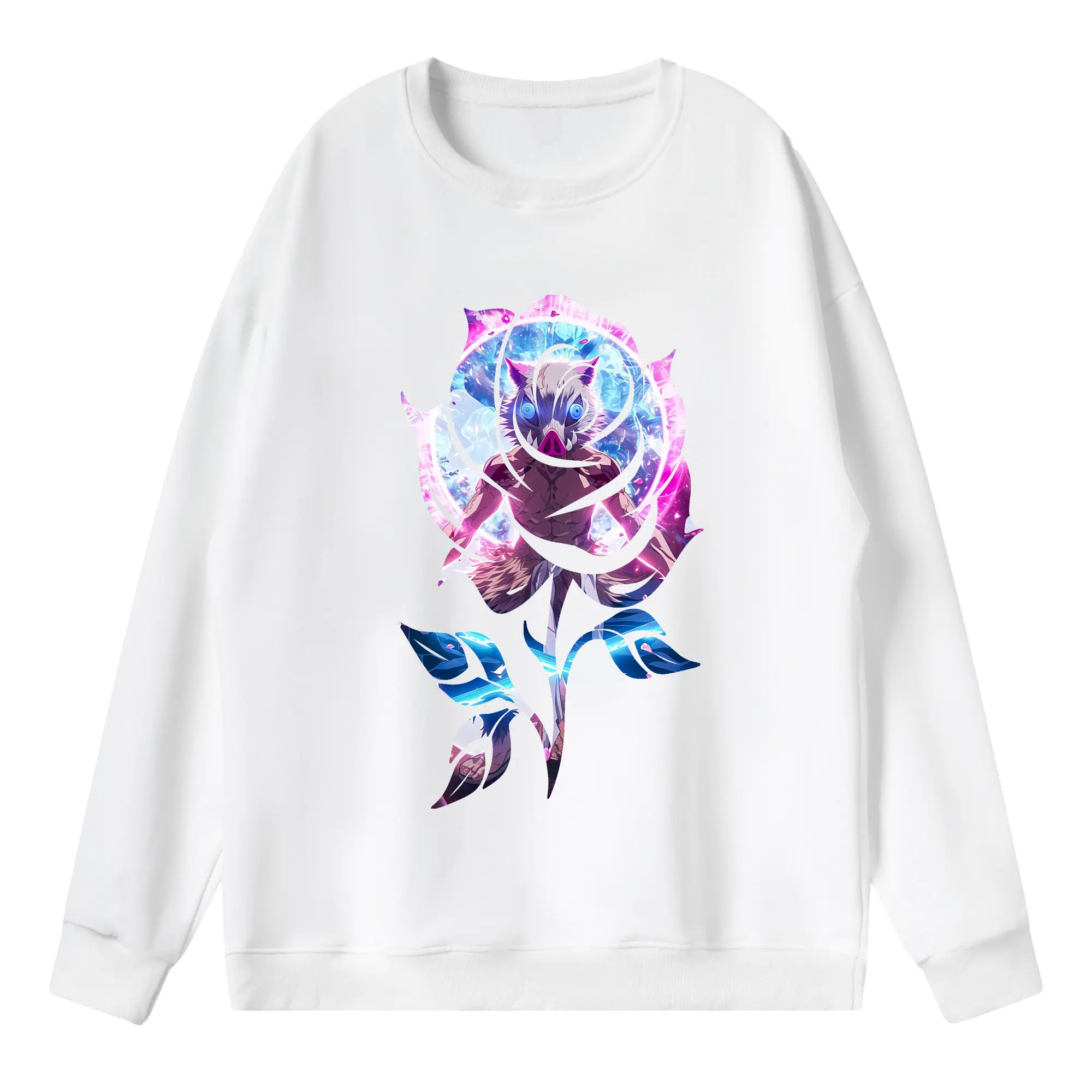 鬼滅の刃 グッズ,嘴平 伊之助 - 薄手 クルーネック スウェット 裏毛260g · ポリエステル 春秋向け カジュアル 男女兼用 · トレーナー デイリー スポーツ 散歩に最適