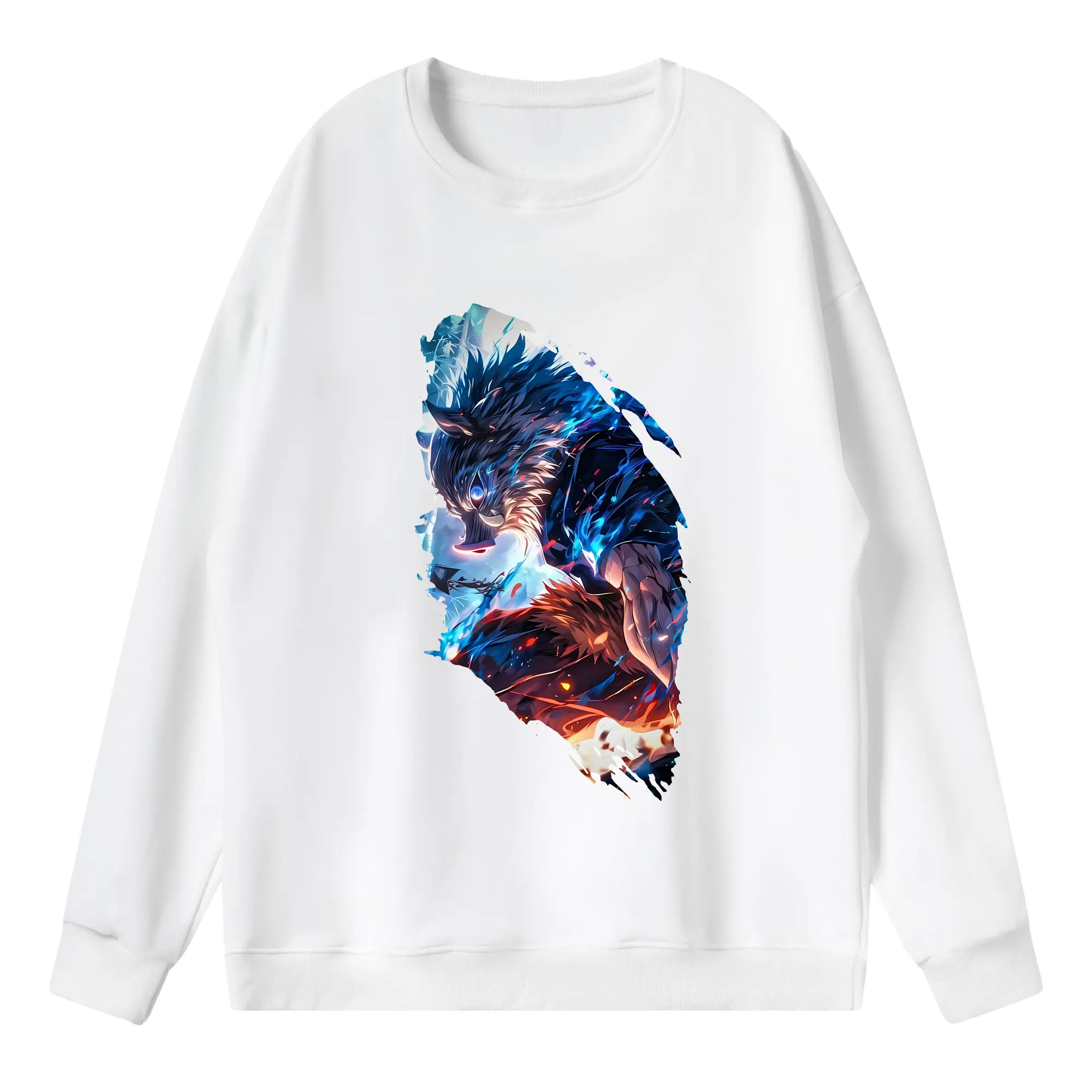 鬼滅の刃 グッズ,嘴平 伊之助 - 薄手 クルーネック スウェット 裏毛260g · ポリエステル 春秋向け カジュアル 男女兼用 · トレーナー デイリー スポーツ 散歩に最適