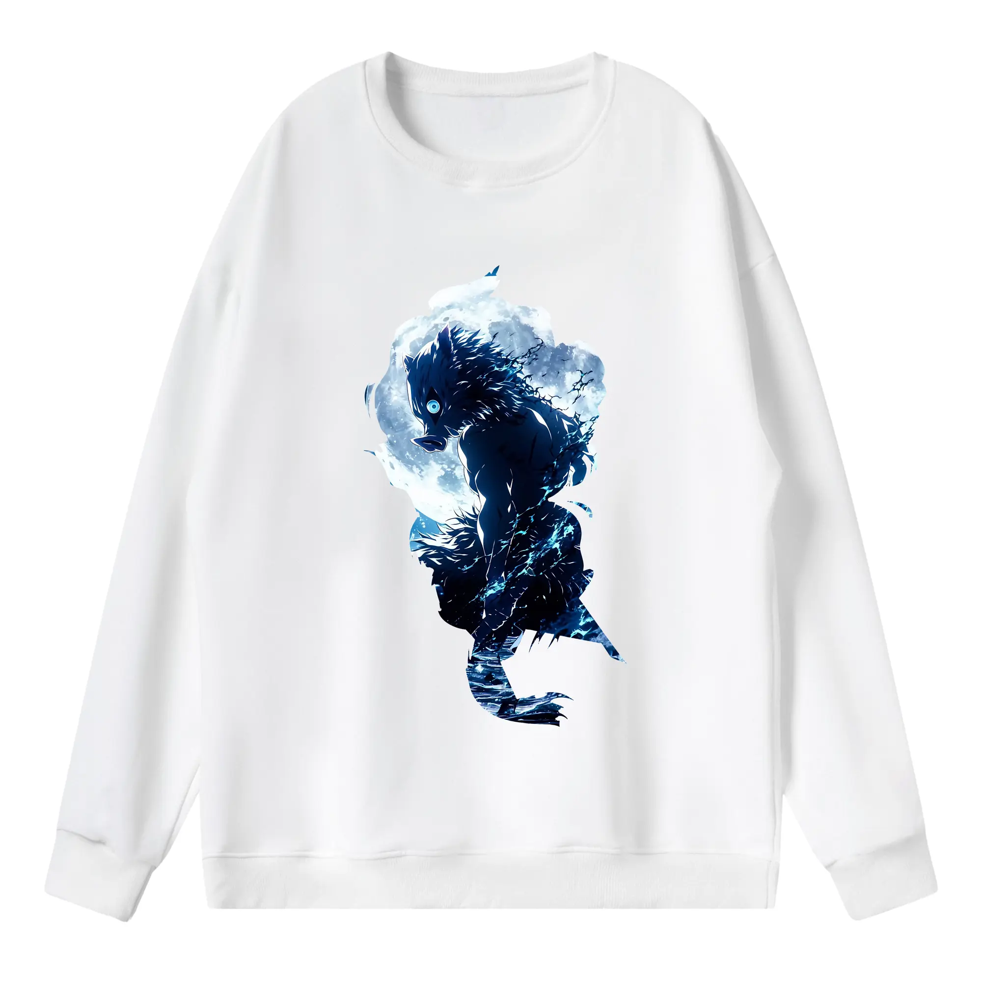 鬼滅の刃 グッズ,嘴平 伊之助 - 薄手 クルーネック スウェット 裏毛260g · ポリエステル 春秋向け カジュアル 男女兼用 · トレーナー デイリー スポーツ 散歩に最適