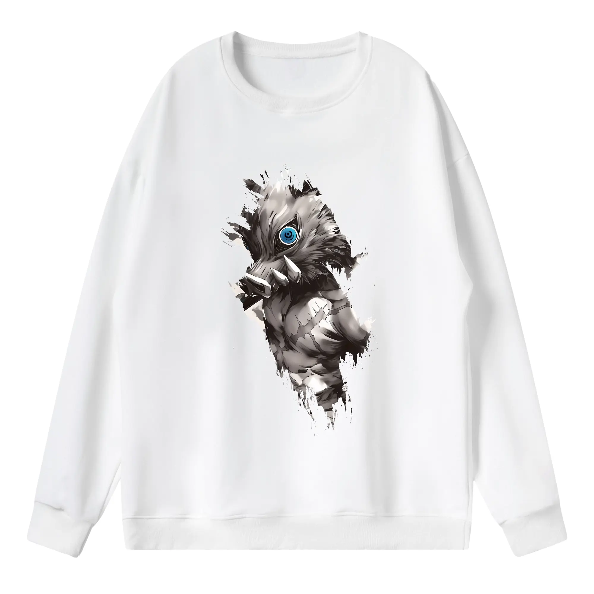 鬼滅の刃 グッズ,嘴平 伊之助 - 薄手 クルーネック スウェット 裏毛260g · ポリエステル 春秋向け カジュアル 男女兼用 · トレーナー デイリー スポーツ 散歩に最適