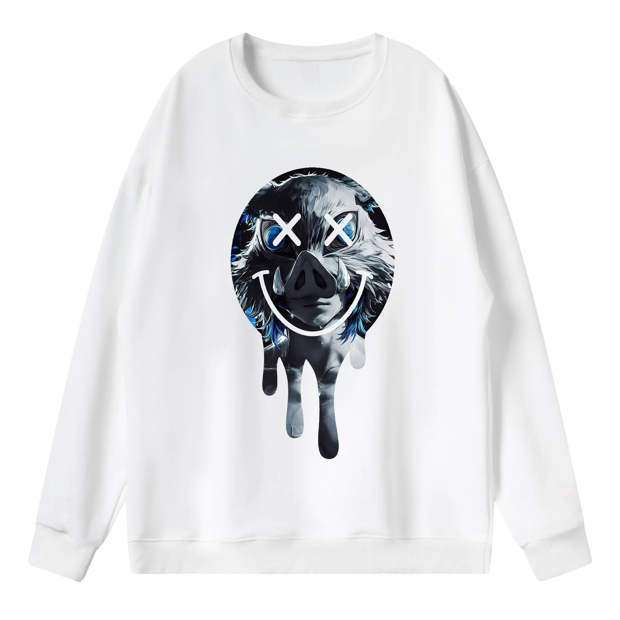 鬼滅の刃 グッズ,嘴平 伊之助 - 薄手 クルーネック スウェット 裏毛260g · ポリエステル 春秋向け カジュアル 男女兼用 · トレーナー デイリー スポーツ 散歩に最適