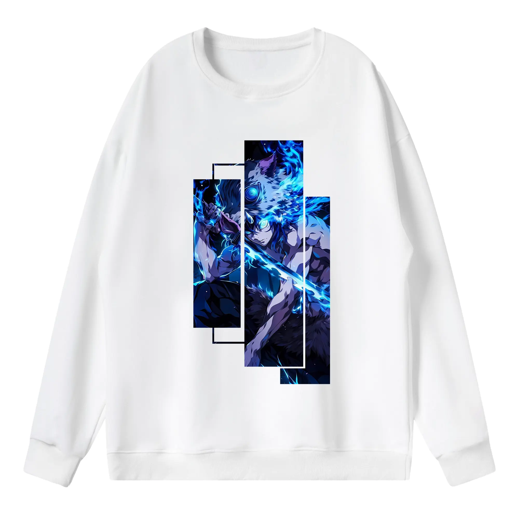 鬼滅の刃 グッズ,嘴平 伊之助 - 薄手 クルーネック スウェット 裏毛260g · ポリエステル 春秋向け カジュアル 男女兼用 · トレーナー デイリー スポーツ 散歩に最適