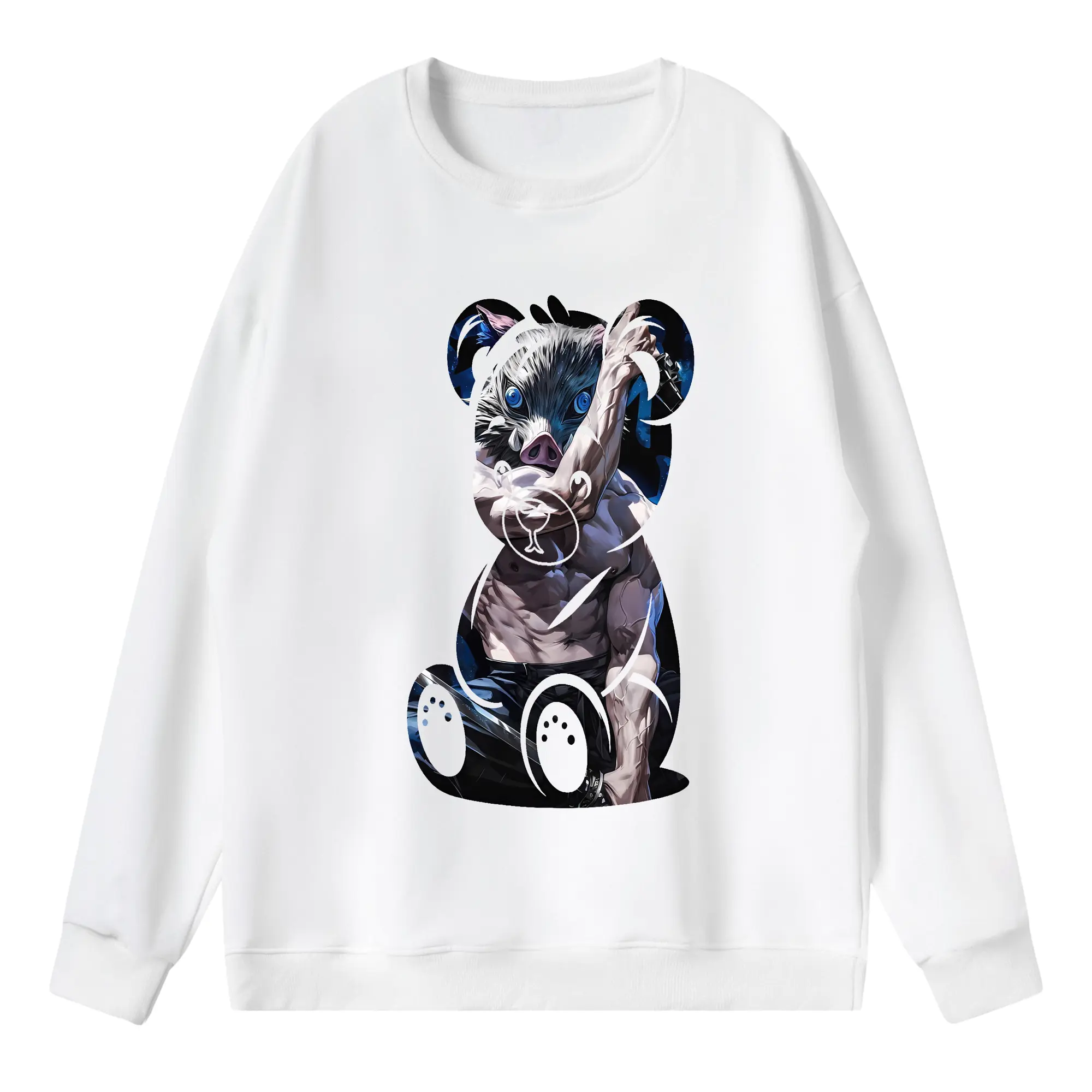 鬼滅の刃 グッズ,嘴平 伊之助 - 薄手 クルーネック スウェット 裏毛260g · ポリエステル 春秋向け カジュアル 男女兼用 · トレーナー デイリー スポーツ 散歩に最適