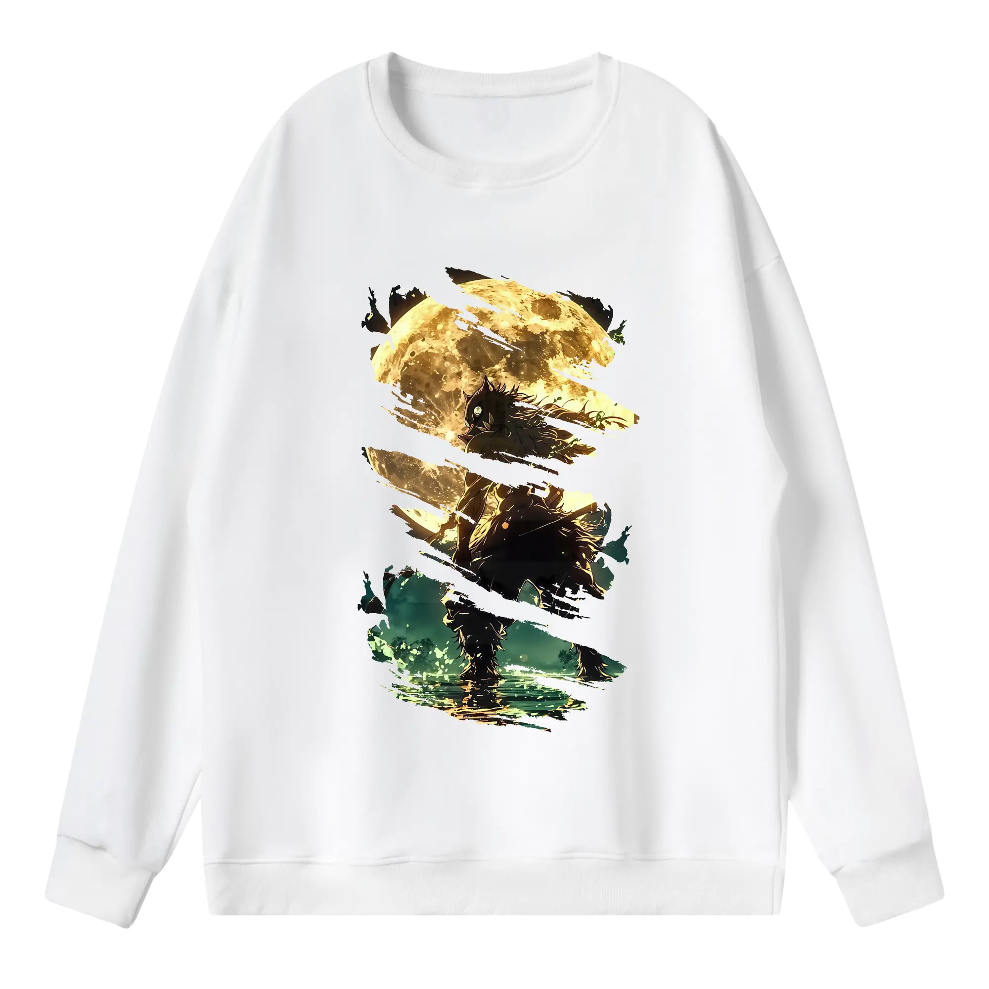 鬼滅の刃 グッズ,嘴平 伊之助 - 薄手 クルーネック スウェット 裏毛260g · ポリエステル 春秋向け カジュアル 男女兼用 · トレーナー デイリー スポーツ 散歩に最適