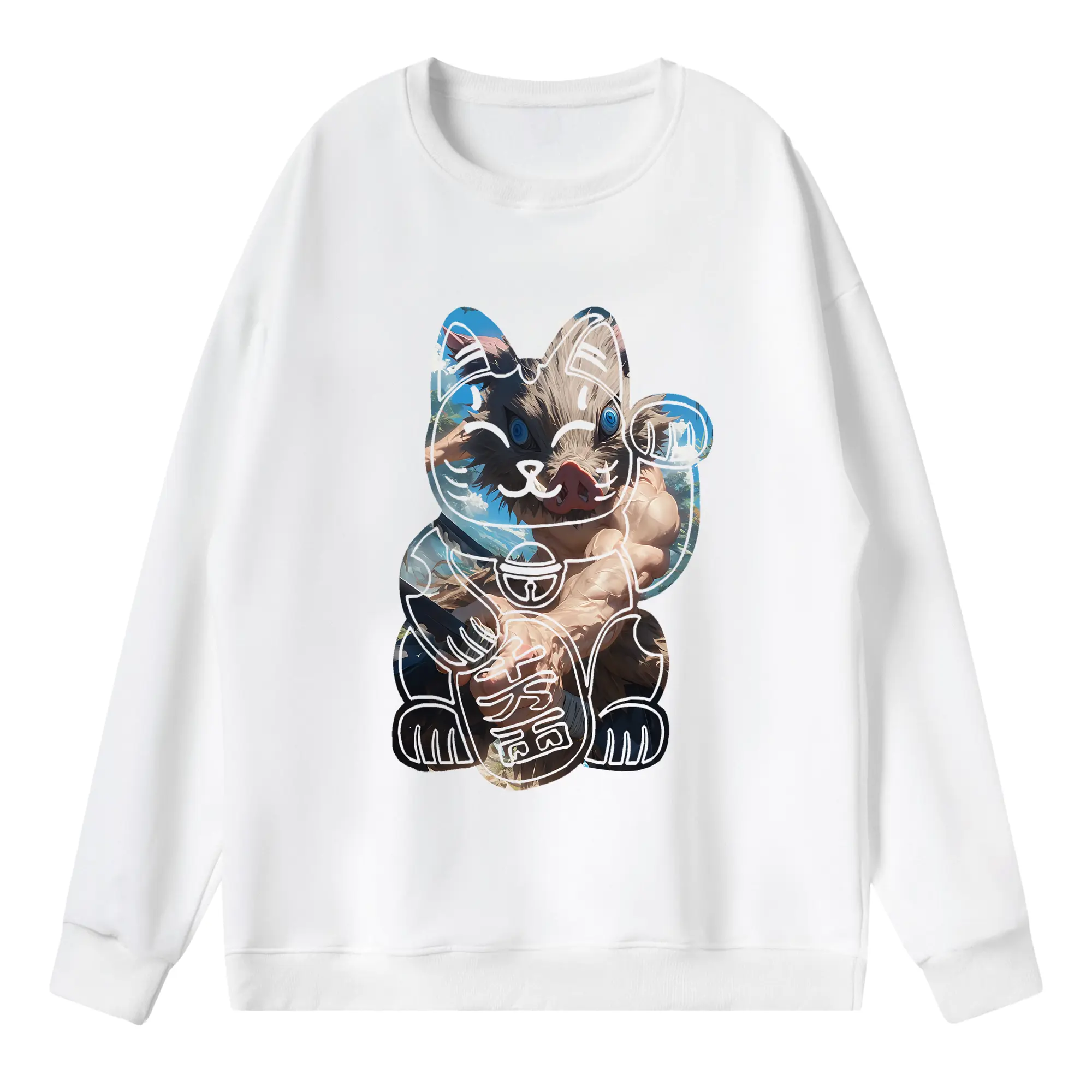 鬼滅の刃 グッズ,嘴平 伊之助 - 薄手 クルーネック スウェット 裏毛260g · ポリエステル 春秋向け カジュアル 男女兼用 · トレーナー デイリー スポーツ 散歩に最適