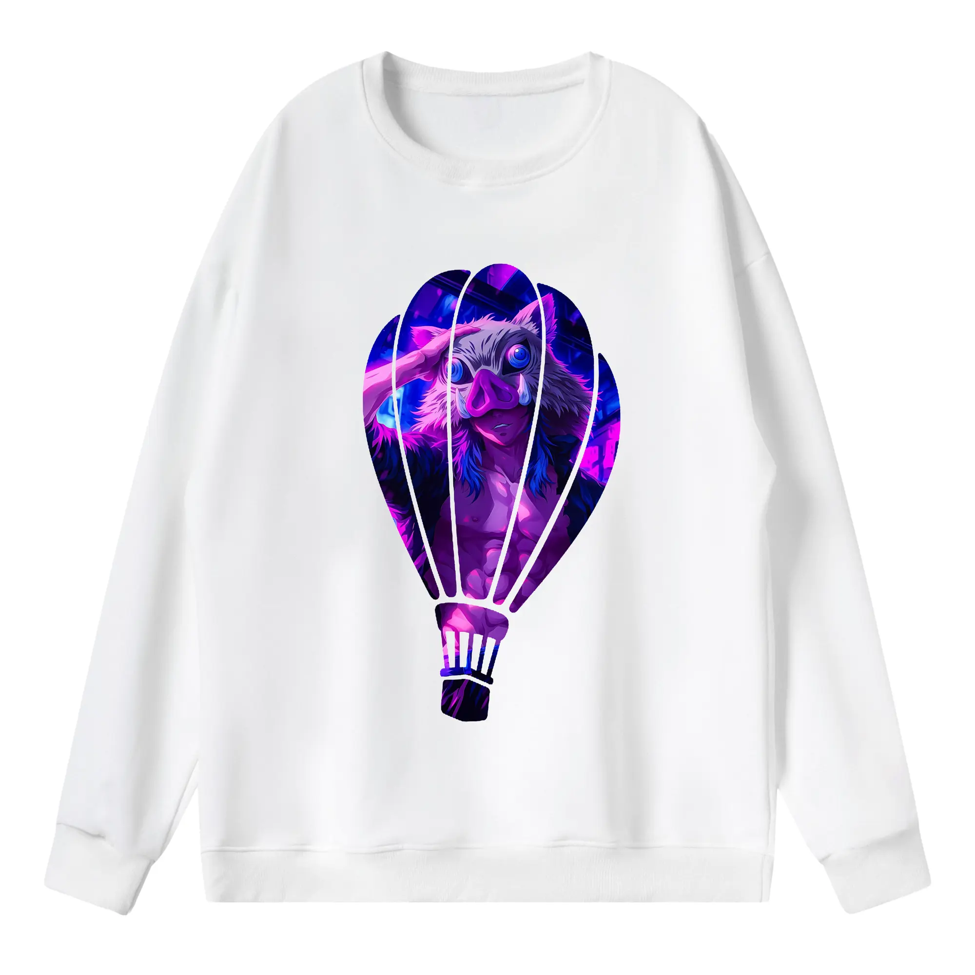 鬼滅の刃 グッズ,嘴平 伊之助 - 薄手 クルーネック スウェット 裏毛260g · ポリエステル 春秋向け カジュアル 男女兼用 · トレーナー デイリー スポーツ 散歩に最適