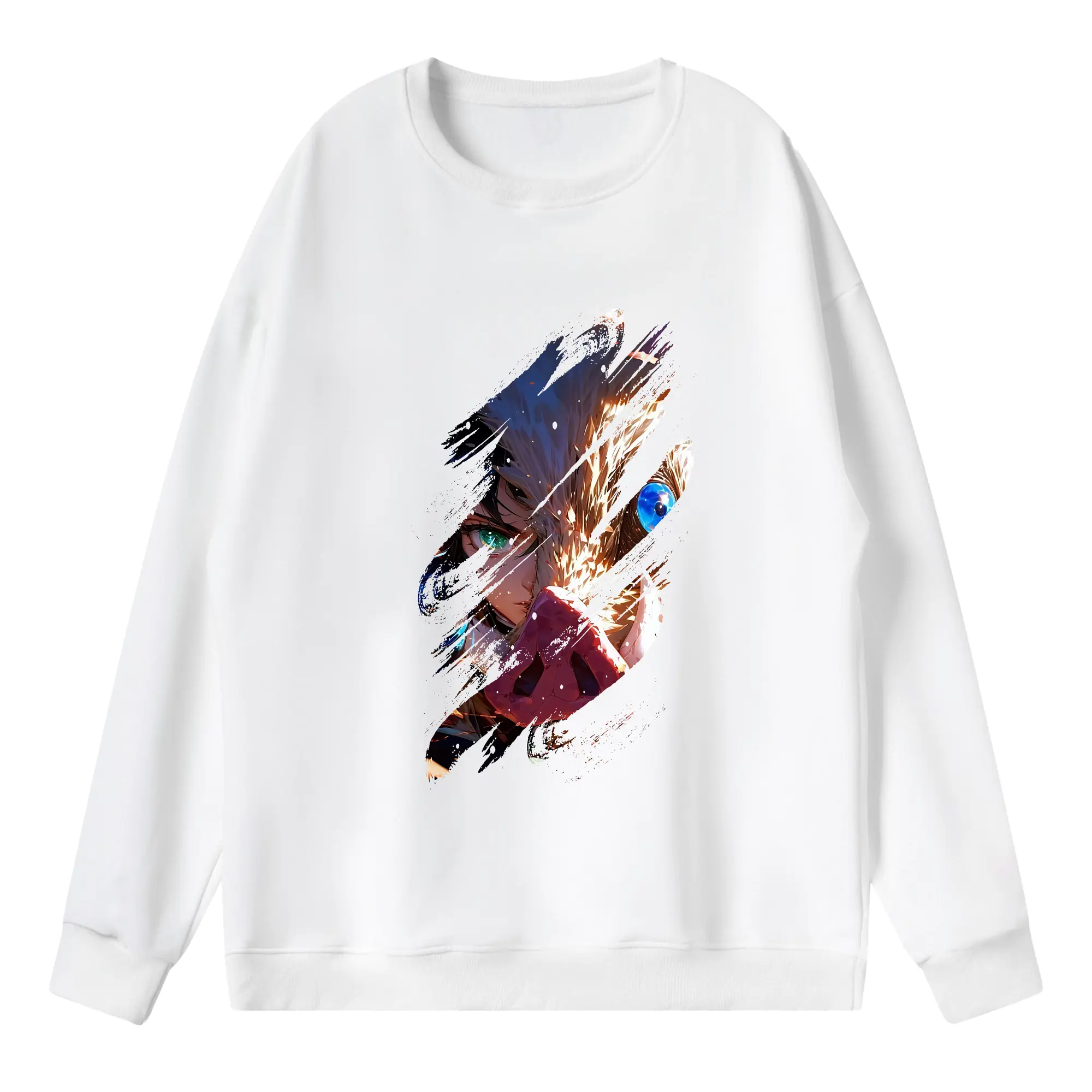 鬼滅の刃 グッズ,嘴平 伊之助 - 薄手 クルーネック スウェット 裏毛260g · ポリエステル 春秋向け カジュアル 男女兼用 · トレーナー デイリー スポーツ 散歩に最適