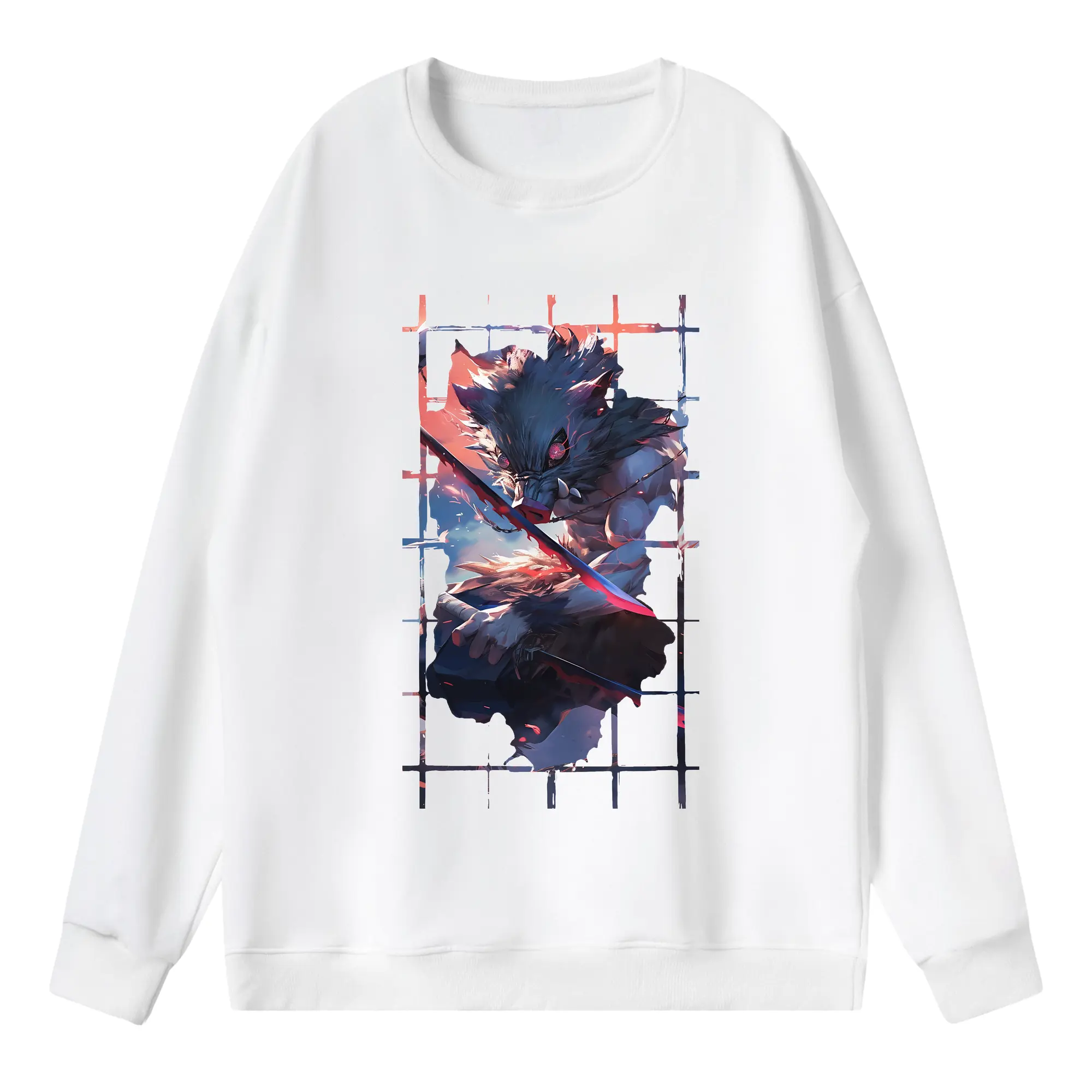 鬼滅の刃 グッズ,嘴平 伊之助 - 薄手 クルーネック スウェット 裏毛260g · ポリエステル 春秋向け カジュアル 男女兼用 · トレーナー デイリー スポーツ 散歩に最適