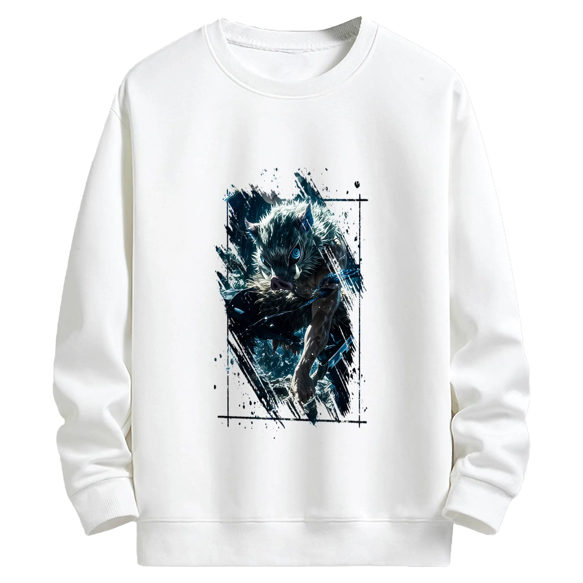 鬼滅の刃 グッズ,嘴平 伊之助 - キッズ クルーネックスウェットシャツ ・ フロントプリント ・ 綿80％ ポリエステル20％ ・ 快適 通学 スポーツ 日常使い お散歩用