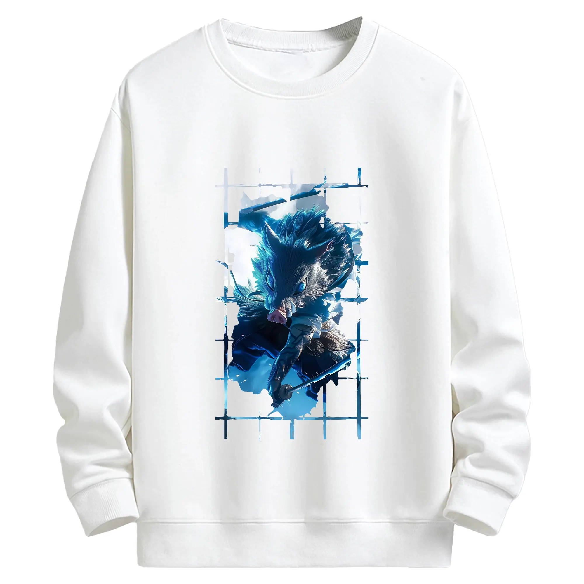 鬼滅の刃 グッズ,嘴平 伊之助 - キッズ クルーネックスウェットシャツ ・ フロントプリント ・ 綿80％ ポリエステル20％ ・ 快適 通学 スポーツ 日常使い お散歩用