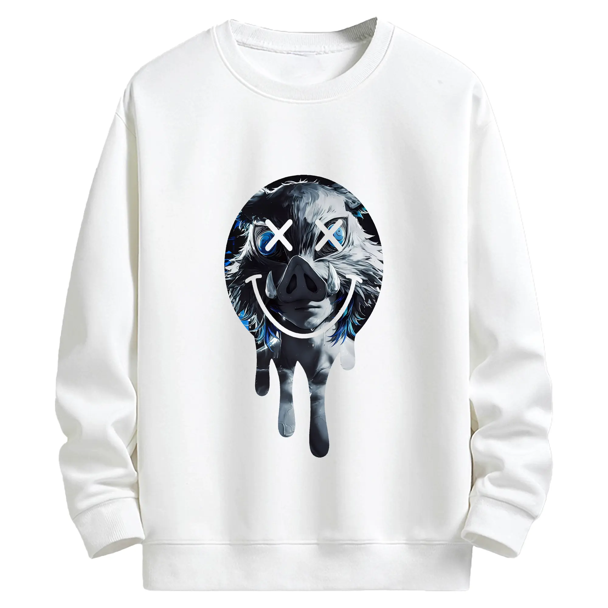 鬼滅の刃 グッズ,嘴平 伊之助 - キッズ クルーネックスウェットシャツ ・ フロントプリント ・ 綿80％ ポリエステル20％ ・ 快適 通学 スポーツ 日常使い お散歩用