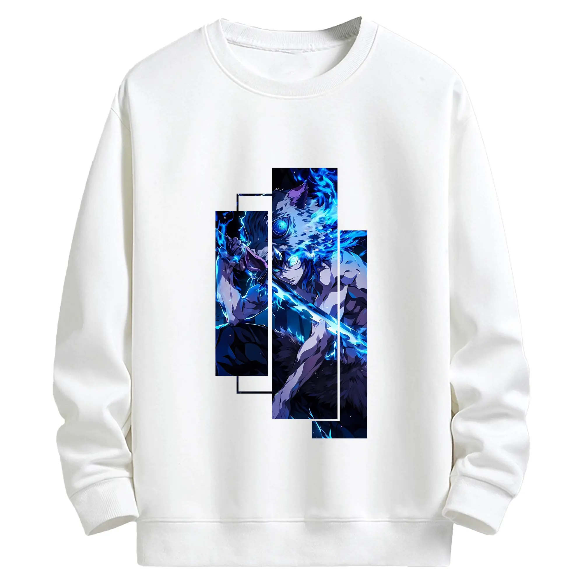 鬼滅の刃 グッズ,嘴平 伊之助 - キッズ クルーネックスウェットシャツ ・ フロントプリント ・ 綿80％ ポリエステル20％ ・ 快適 通学 スポーツ 日常使い お散歩用