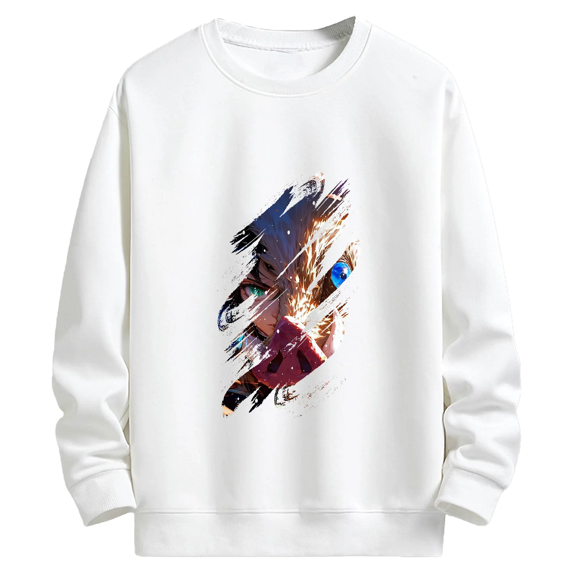 鬼滅の刃 グッズ,嘴平 伊之助 - キッズ クルーネックスウェットシャツ ・ フロントプリント ・ 綿80％ ポリエステル20％ ・ 快適 通学 スポーツ 日常使い お散歩用