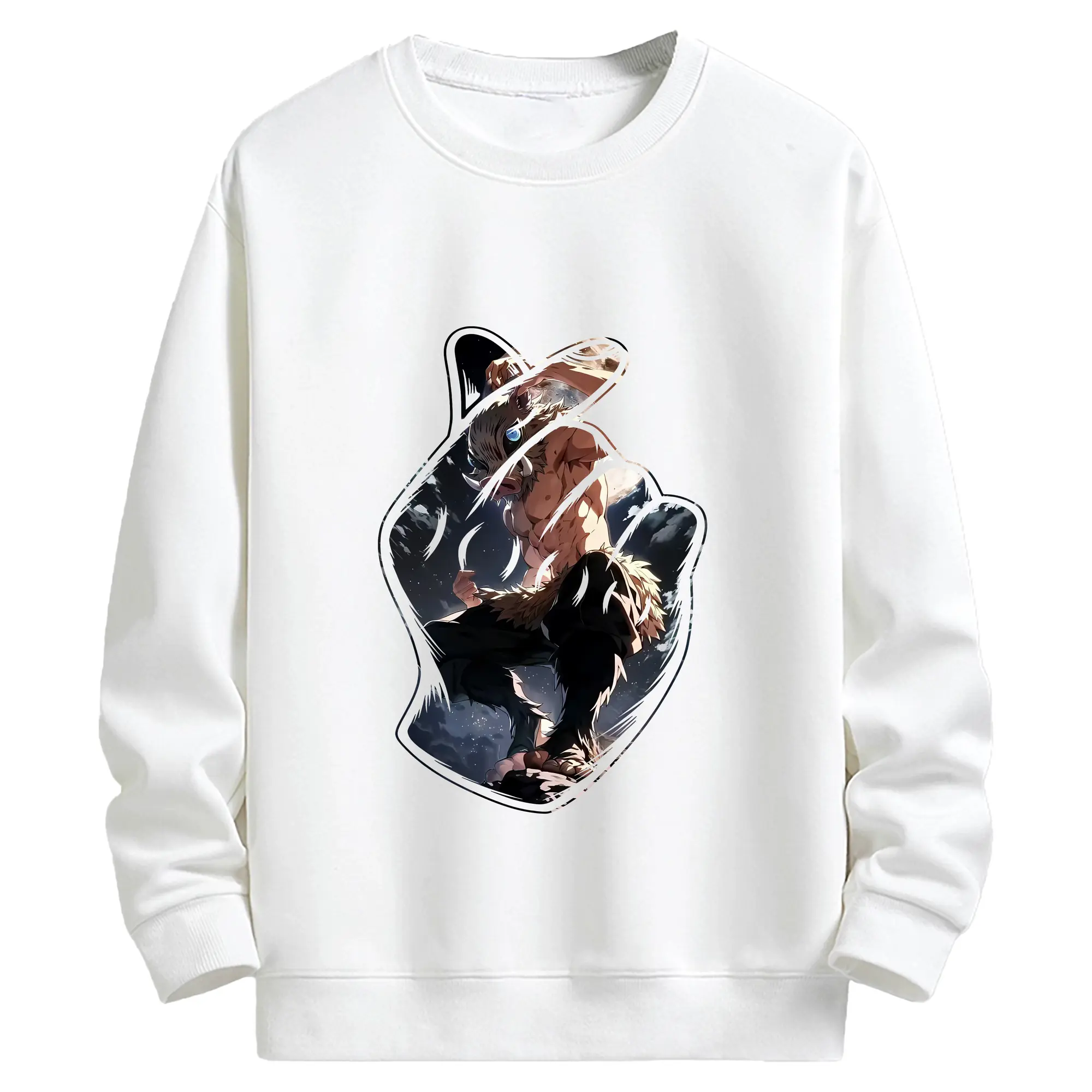 鬼滅の刃 グッズ,嘴平 伊之助 - キッズ クルーネックスウェットシャツ ・ フロントプリント ・ 綿80％ ポリエステル20％ ・ 快適 通学 スポーツ 日常使い お散歩用