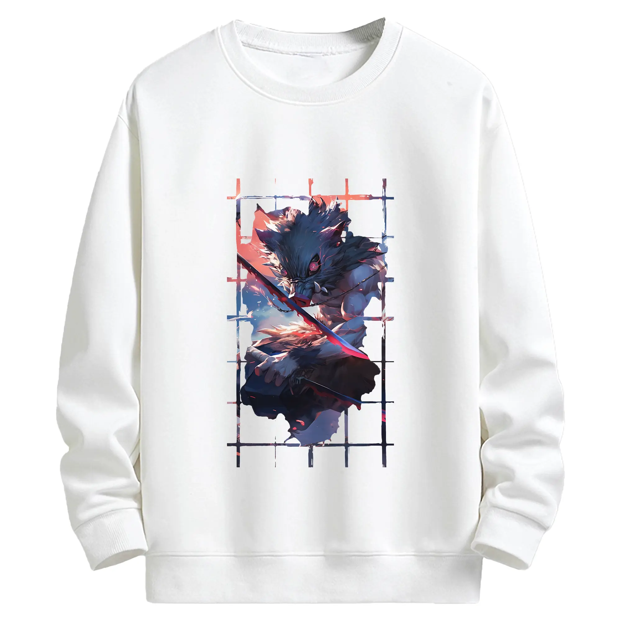 鬼滅の刃 グッズ,嘴平 伊之助 - キッズ クルーネックスウェットシャツ ・ フロントプリント ・ 綿80％ ポリエステル20％ ・ 快適 通学 スポーツ 日常使い お散歩用