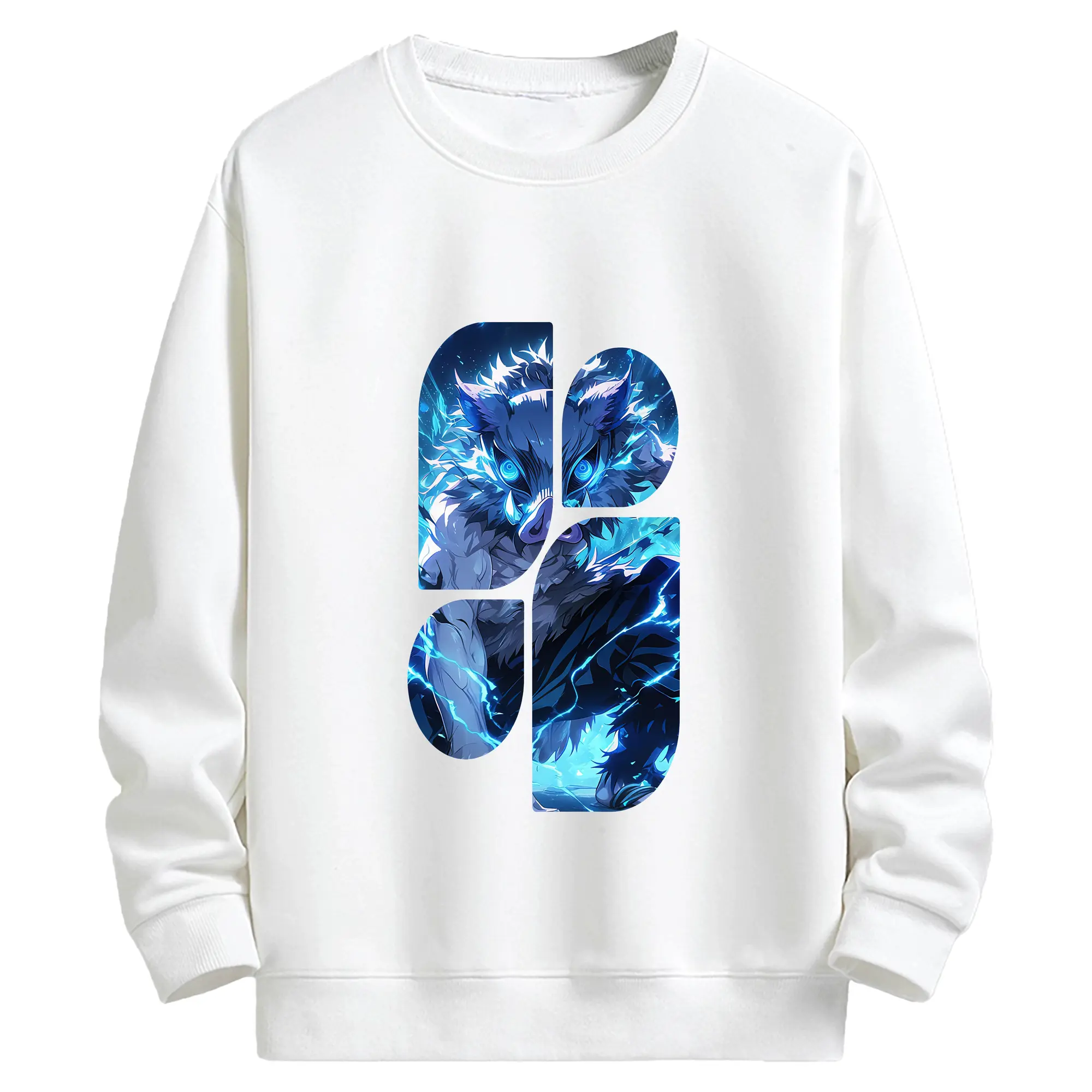 鬼滅の刃 グッズ,嘴平 伊之助 - キッズ クルーネックスウェットシャツ ・ フロントプリント ・ 綿80％ ポリエステル20％ ・ 快適 通学 スポーツ 日常使い お散歩用