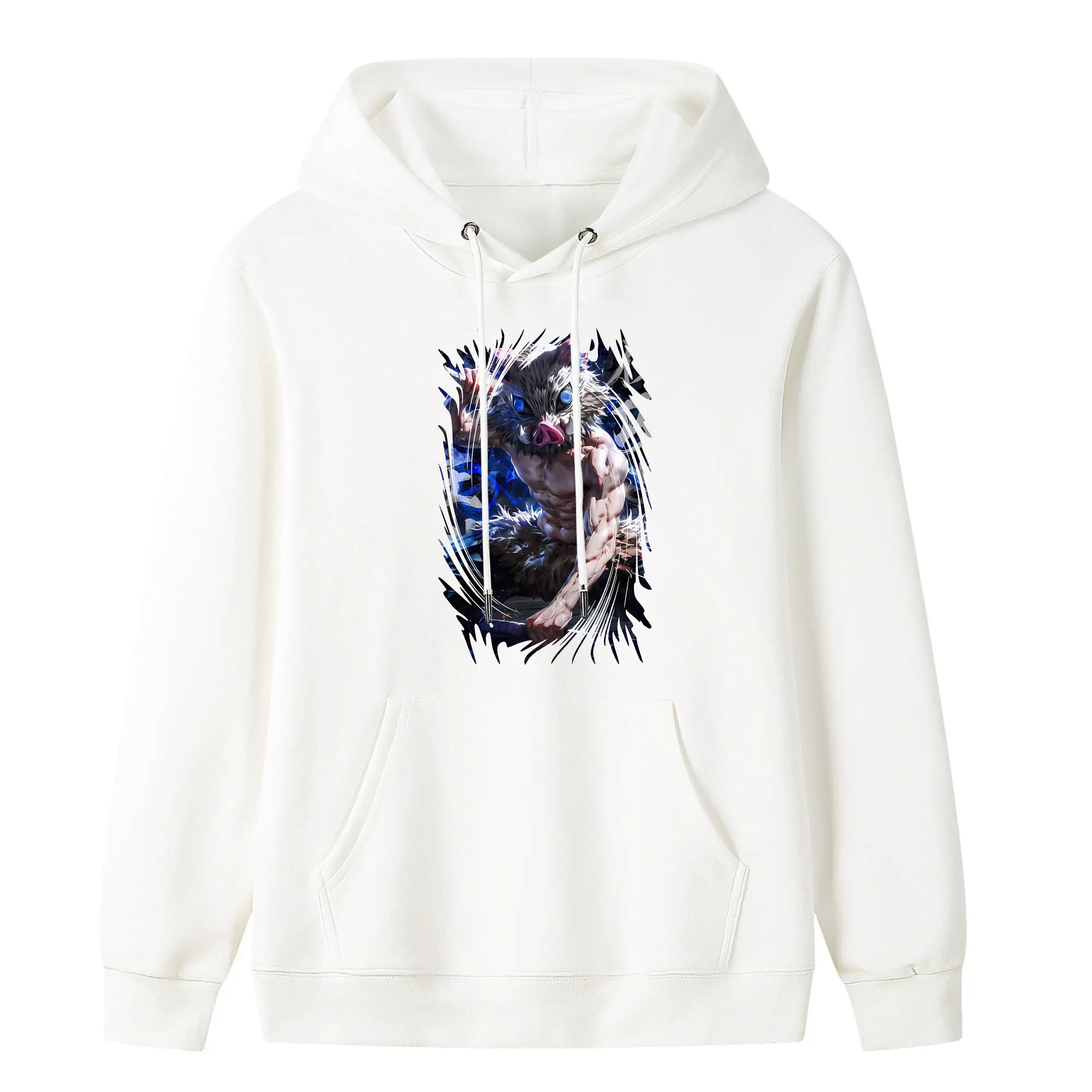 鬼滅の刃 グッズ,嘴平 伊之助 - キッズ フード付きパーカー ・ フロントプリント ・ ポリエステル100％ ・ 快適 通学 スポーツ 日常使い お散歩用