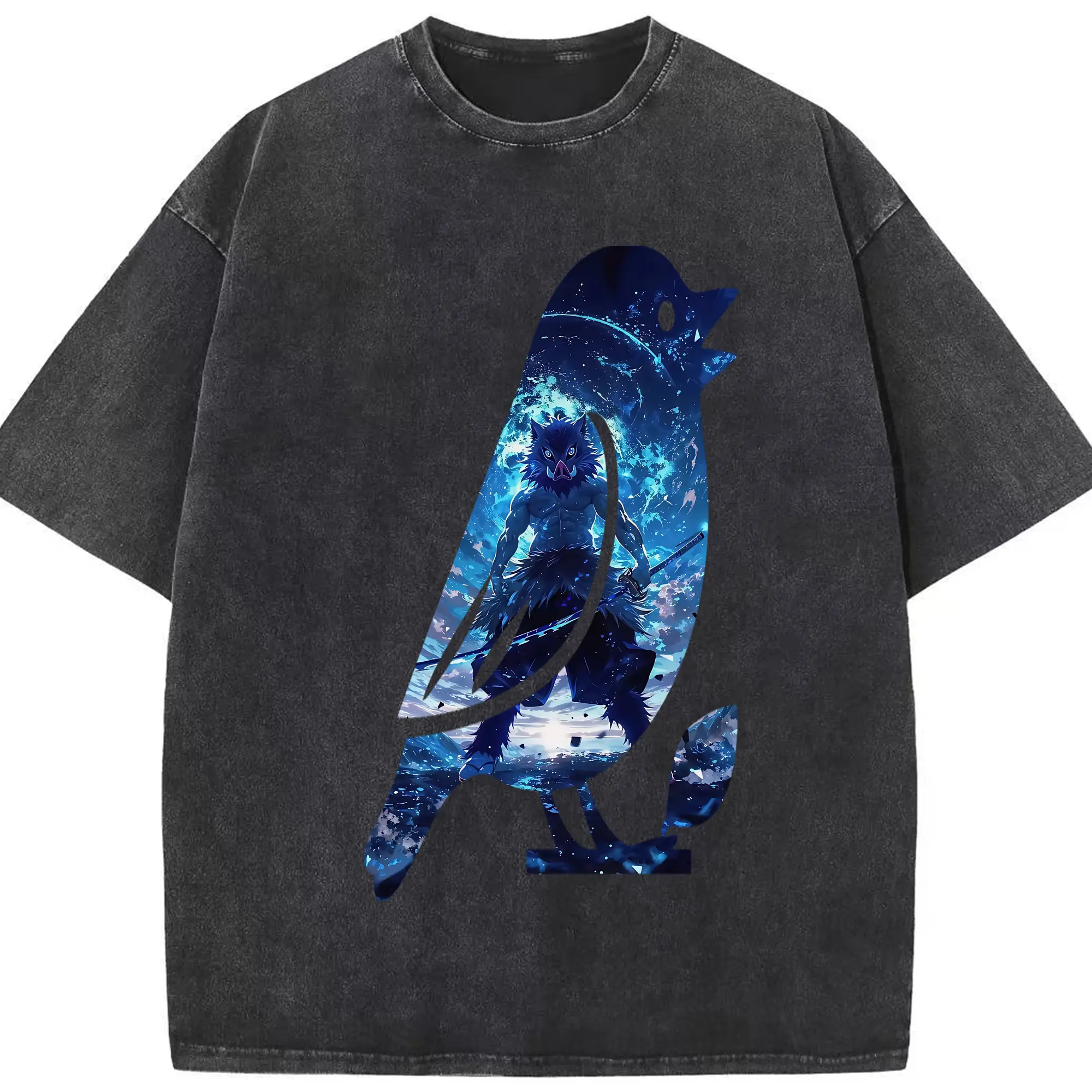 鬼滅の刃 グッズ,嘴平 伊之助 - 綿100％ ヴィンテージ風 半袖Tシャツ ・ フロントプリント ・ 柔らか肌触り ・ 通気性 快適 ・ スポーツ カジュアル 外出用