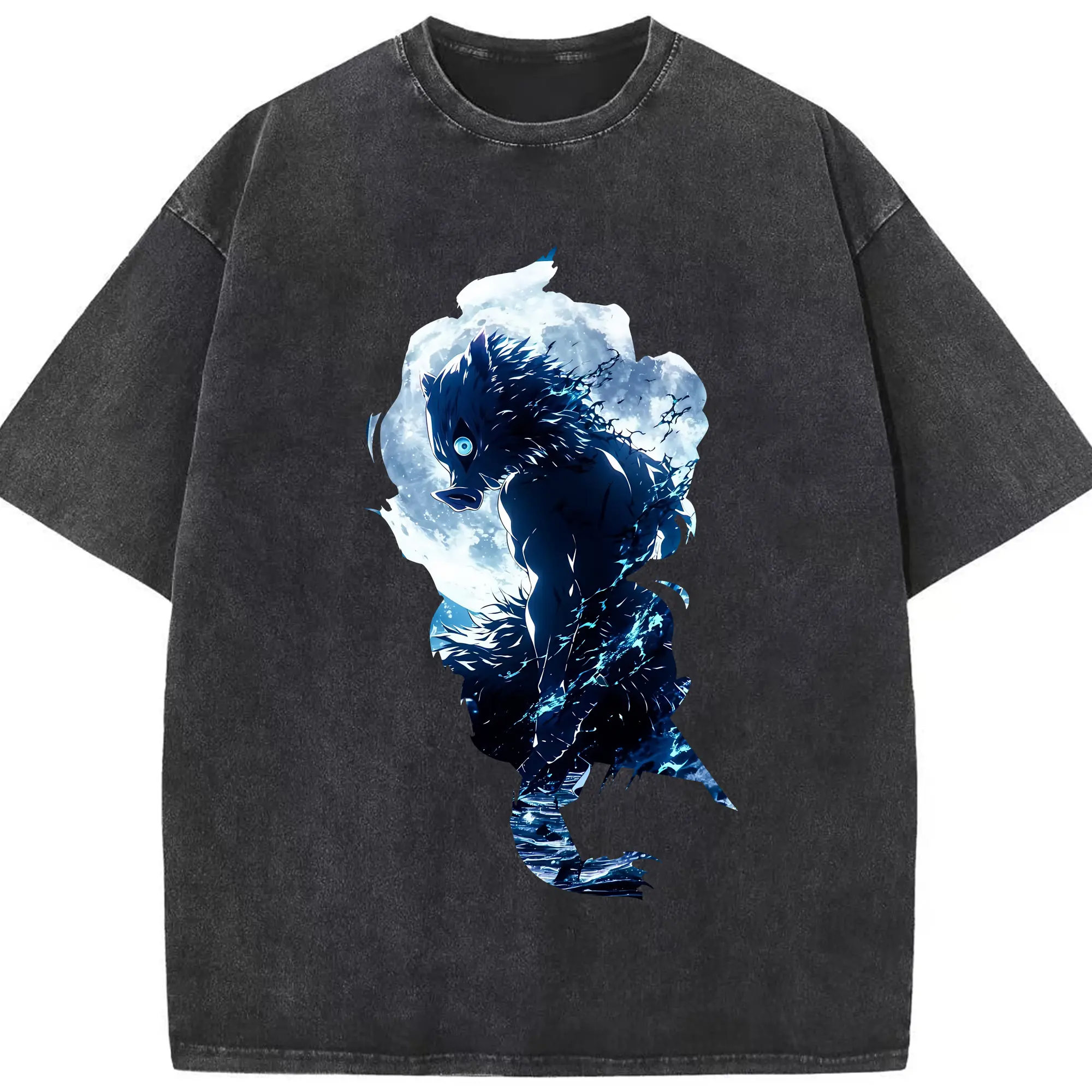 鬼滅の刃 グッズ,嘴平 伊之助 - 綿100％ ヴィンテージ風 半袖Tシャツ ・ フロントプリント ・ 柔らか肌触り ・ 通気性 快適 ・ スポーツ カジュアル 外出用