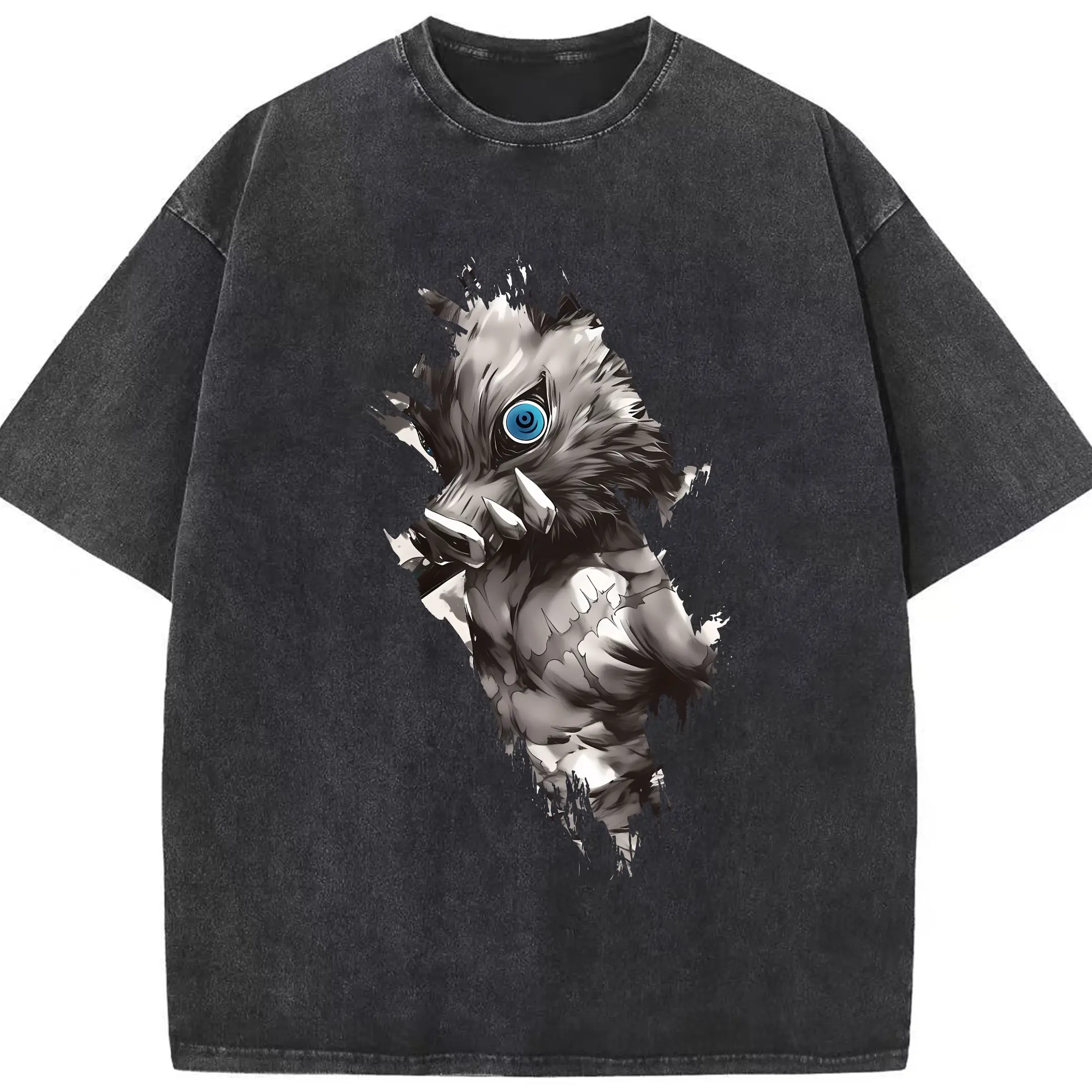鬼滅の刃 グッズ,嘴平 伊之助 - 綿100％ ヴィンテージ風 半袖Tシャツ ・ フロントプリント ・ 柔らか肌触り ・ 通気性 快適 ・ スポーツ カジュアル 外出用