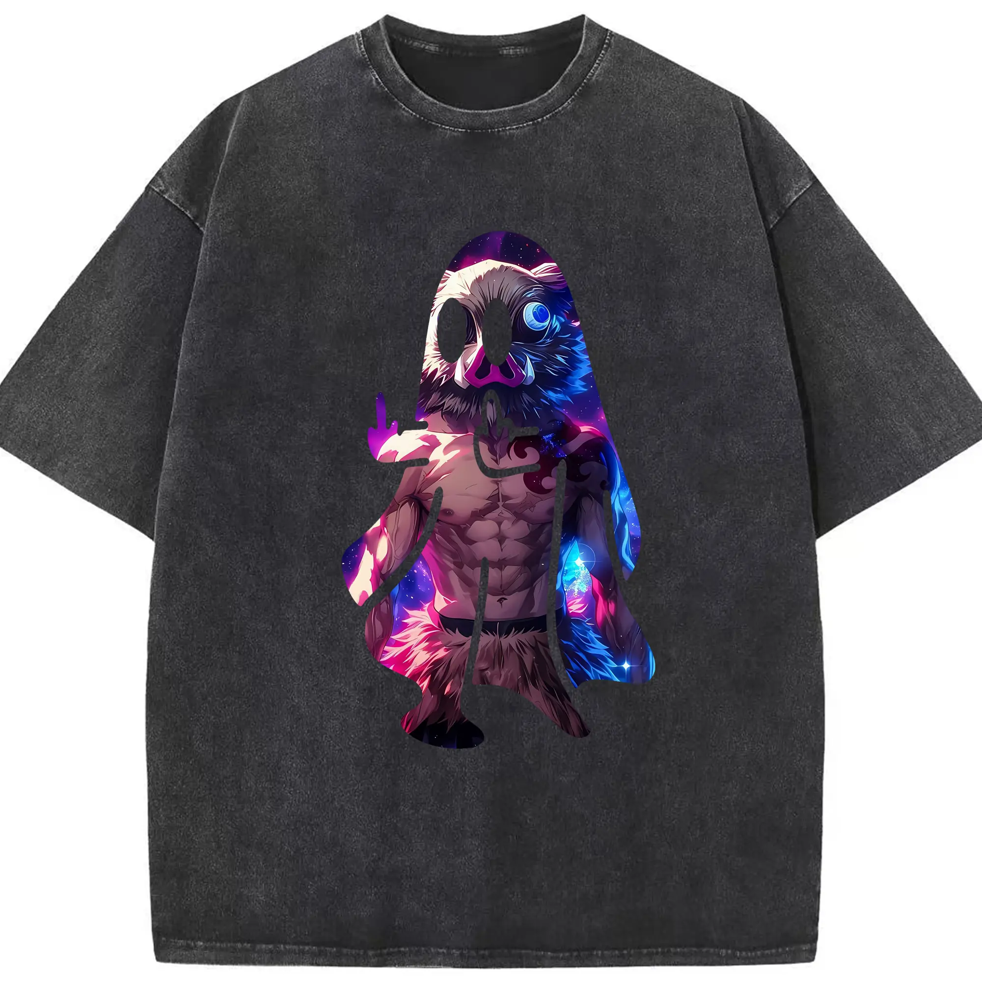 鬼滅の刃 グッズ,嘴平 伊之助 - 綿100％ ヴィンテージ風 半袖Tシャツ ・ フロントプリント ・ 柔らか肌触り ・ 通気性 快適 ・ スポーツ カジュアル 外出用