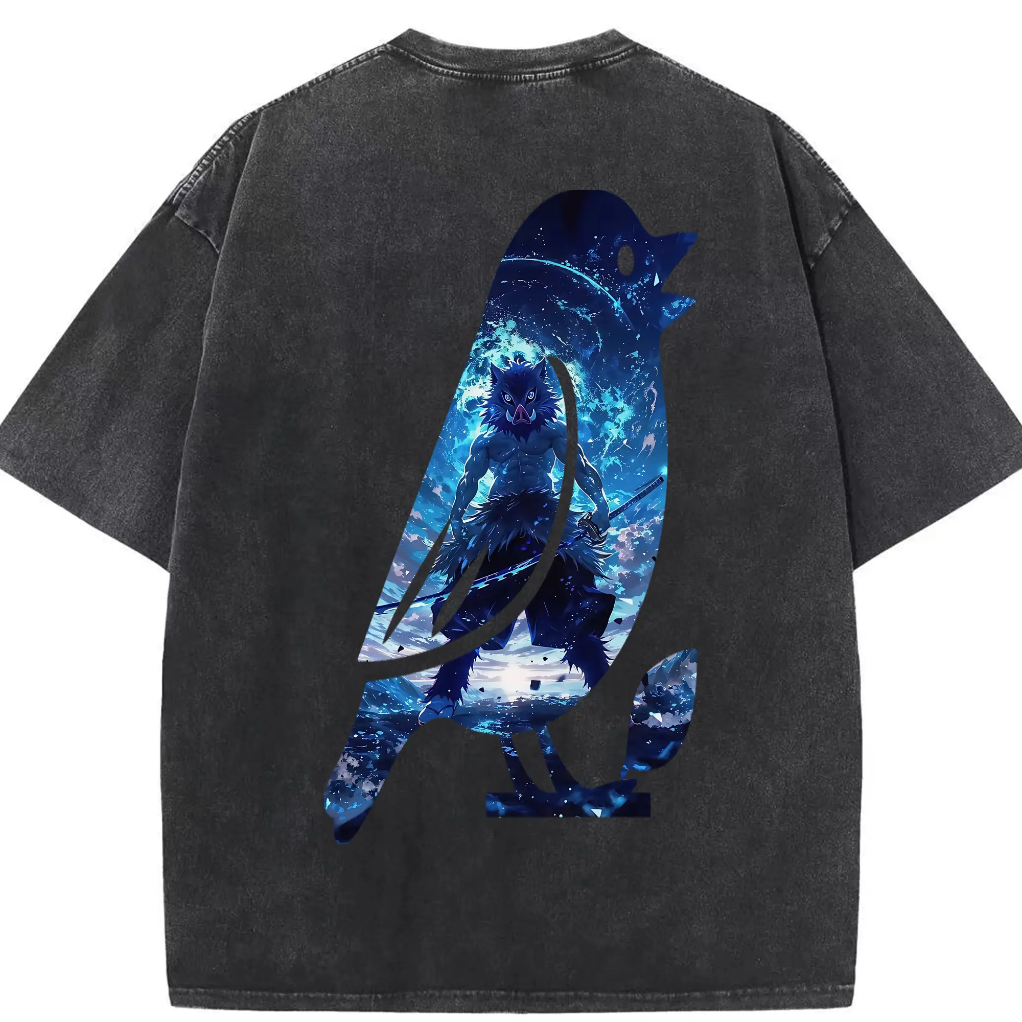 鬼滅の刃 グッズ,嘴平 伊之助 - 綿100％ ヴィンテージ風 半袖Tシャツ ・ 背面プリント ・ 柔らか肌触り ・ 通気性 快適 ・ スポーツ カジュアル 外出用