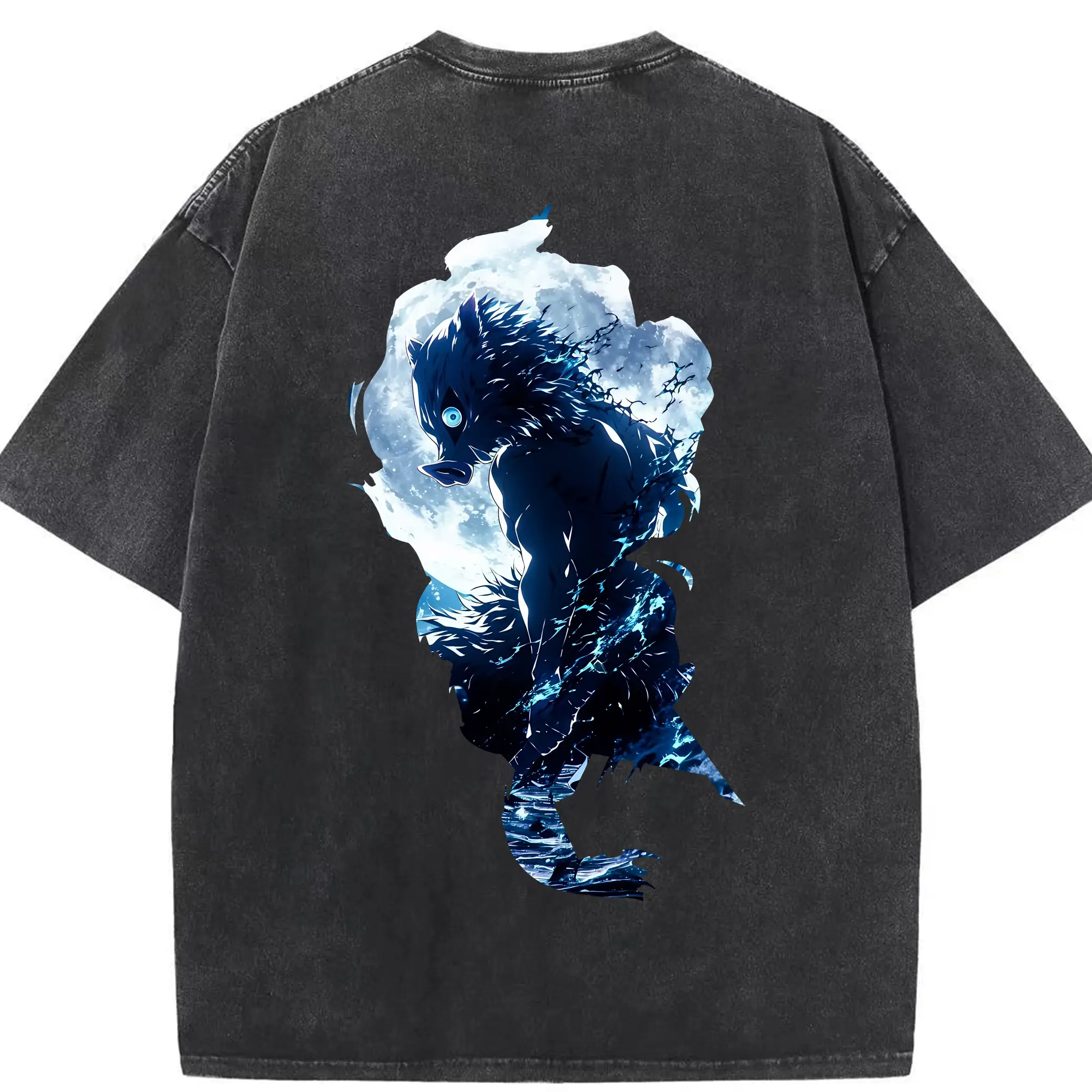 鬼滅の刃 グッズ,嘴平 伊之助 - 綿100％ ヴィンテージ風 半袖Tシャツ ・ 背面プリント ・ 柔らか肌触り ・ 通気性 快適 ・ スポーツ カジュアル 外出用