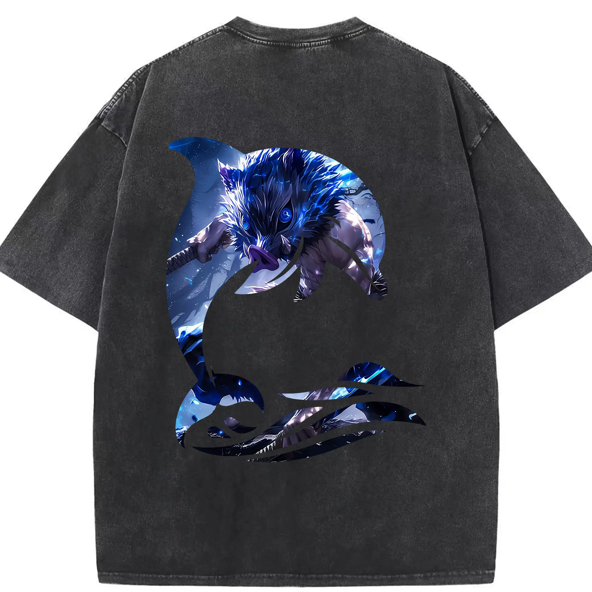 鬼滅の刃 グッズ,嘴平 伊之助 - 綿100％ ヴィンテージ風 半袖Tシャツ ・ 背面プリント ・ 柔らか肌触り ・ 通気性 快適 ・ スポーツ カジュアル 外出用