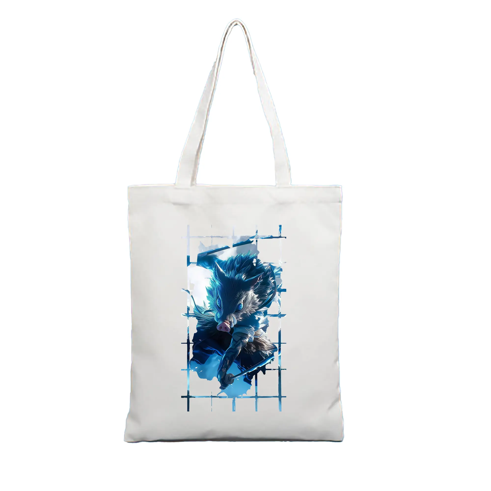 鬼滅の刃 グッズ,嘴平 伊之助 - 縦型キャンバス手提げバッグ（トートバッグ） ・ キャンバス素材 ・ ショッピング用 ・ 軽量 丈夫 お手入れ簡単
