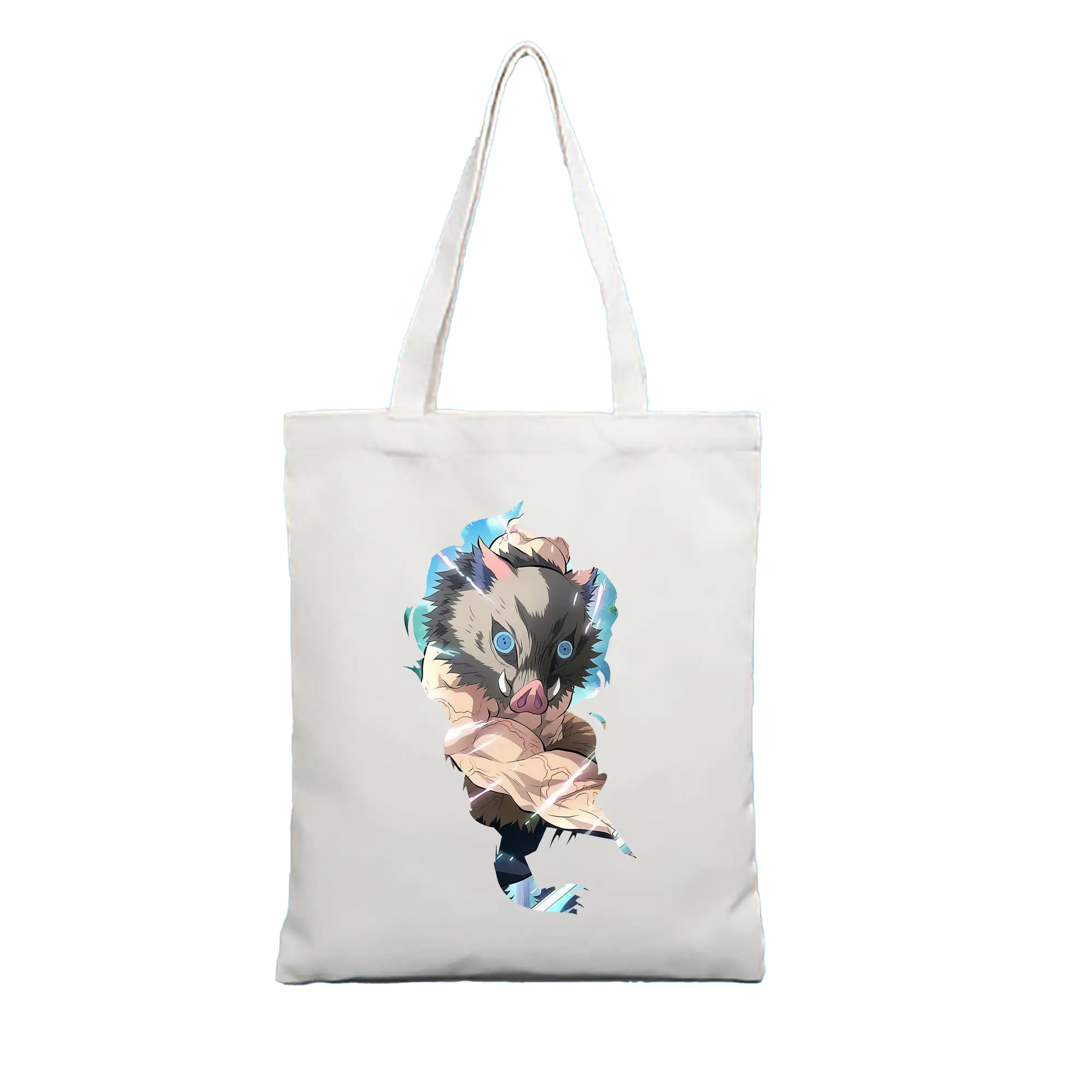 鬼滅の刃 グッズ,嘴平 伊之助 - 縦型キャンバス手提げバッグ（トートバッグ） ・ キャンバス素材 ・ ショッピング用 ・ 軽量 丈夫 お手入れ簡単