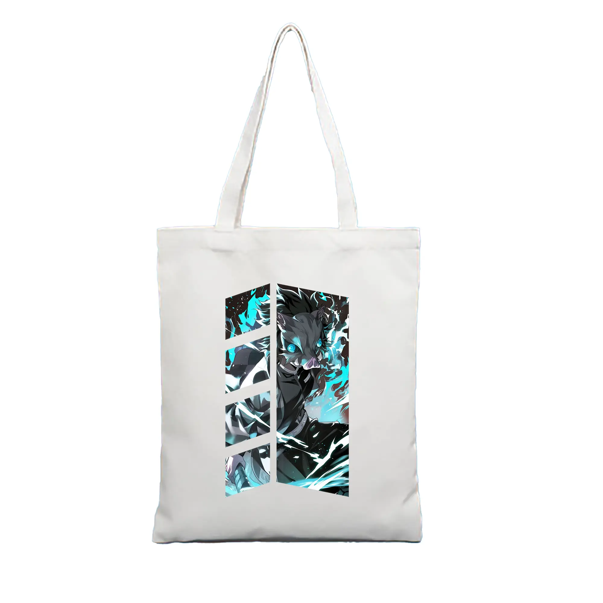 鬼滅の刃 グッズ,嘴平 伊之助 - 縦型キャンバス手提げバッグ（トートバッグ） ・ キャンバス素材 ・ ショッピング用 ・ 軽量 丈夫 お手入れ簡単