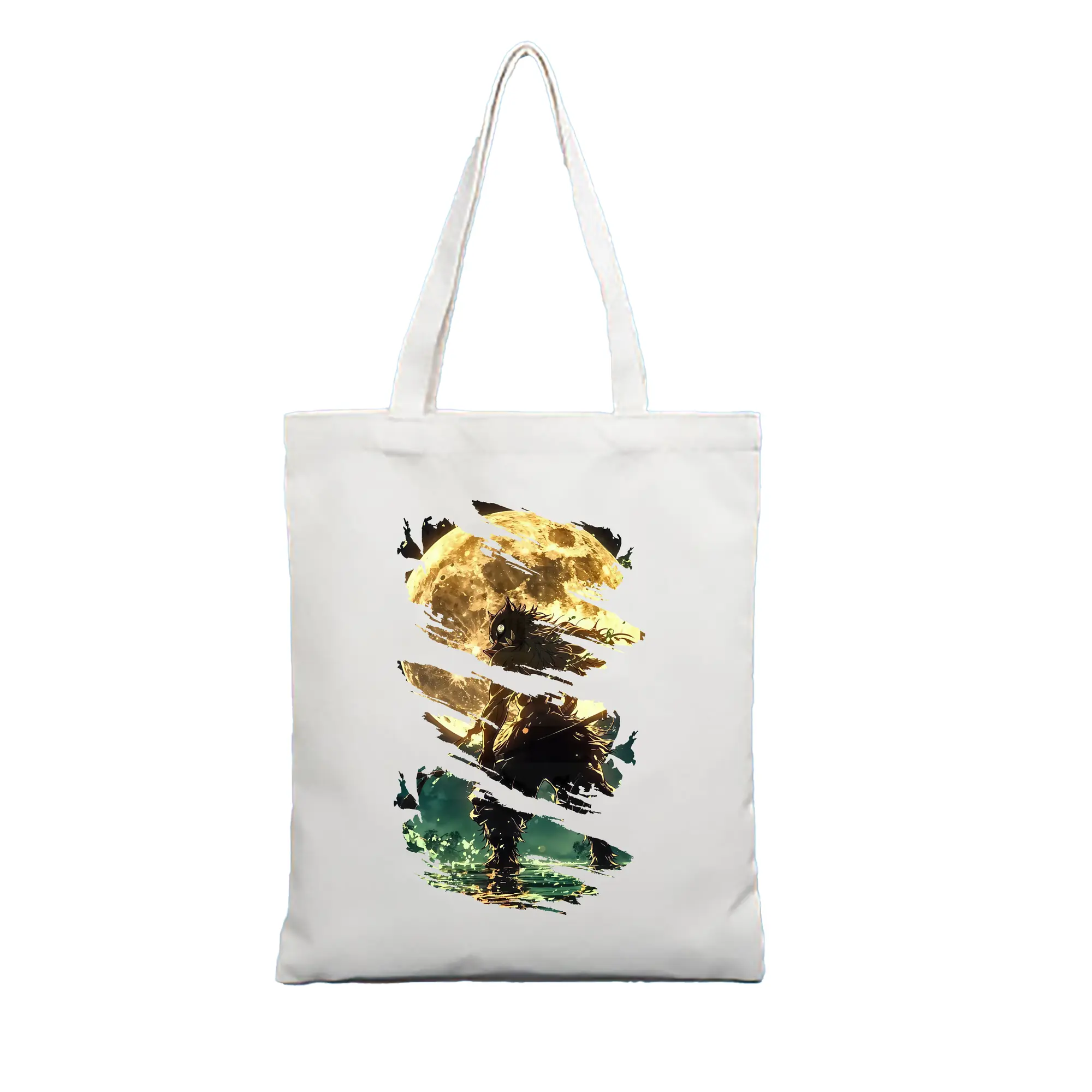 鬼滅の刃 グッズ,嘴平 伊之助 - 縦型キャンバス手提げバッグ（トートバッグ） ・ キャンバス素材 ・ ショッピング用 ・ 軽量 丈夫 お手入れ簡単