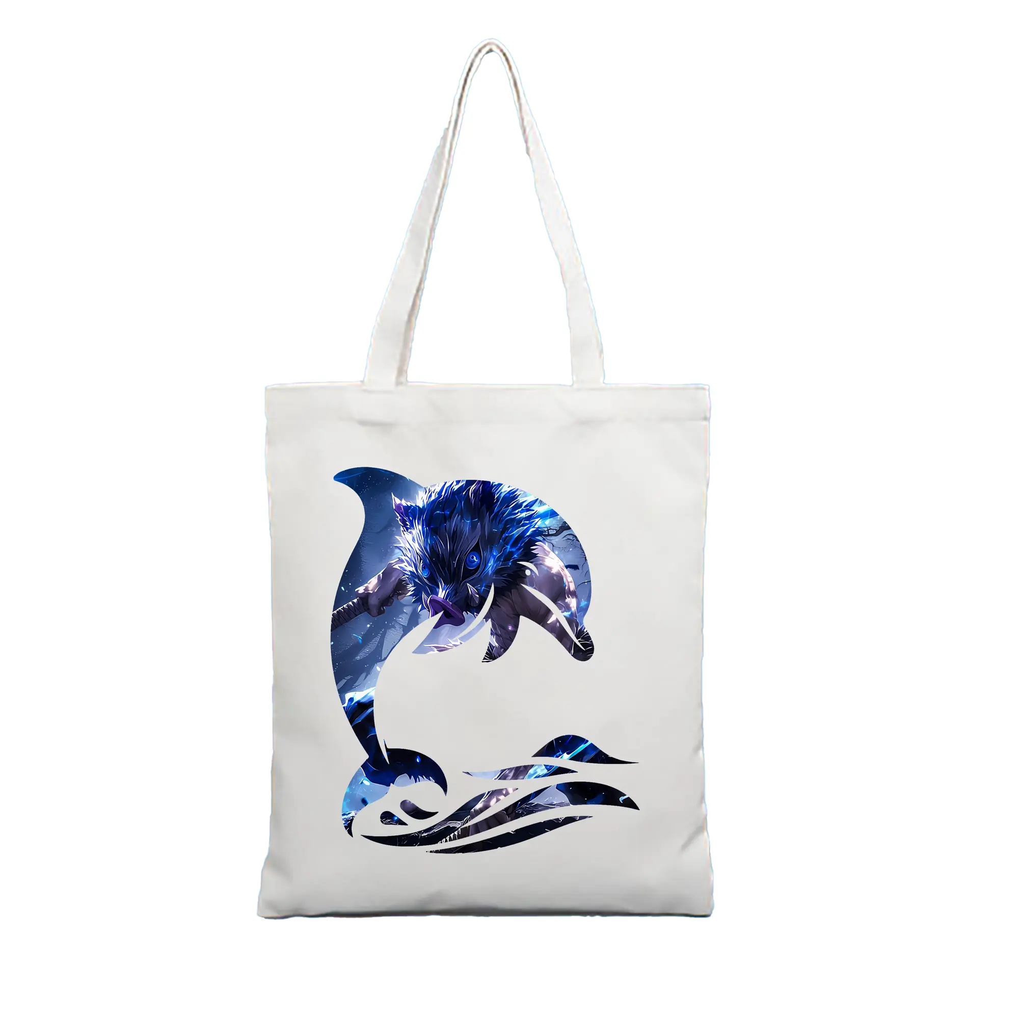 鬼滅の刃 グッズ,嘴平 伊之助 - 縦型キャンバス手提げバッグ（トートバッグ） ・ キャンバス素材 ・ ショッピング用 ・ 軽量 丈夫 お手入れ簡単