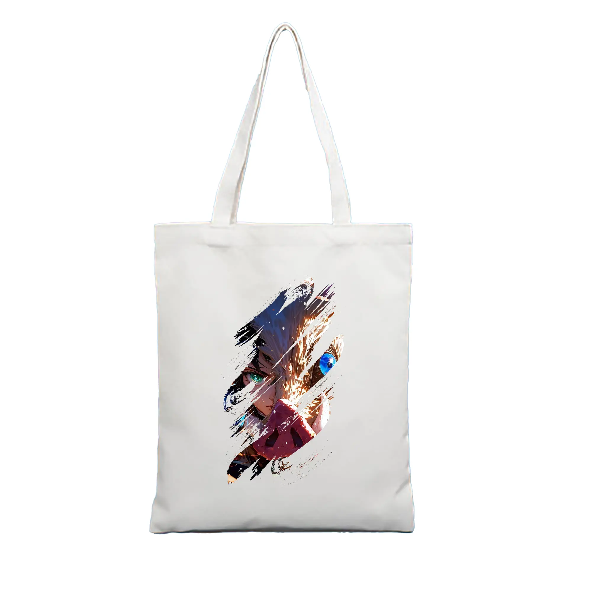 鬼滅の刃 グッズ,嘴平 伊之助 - 縦型キャンバス手提げバッグ（トートバッグ） ・ キャンバス素材 ・ ショッピング用 ・ 軽量 丈夫 お手入れ簡単