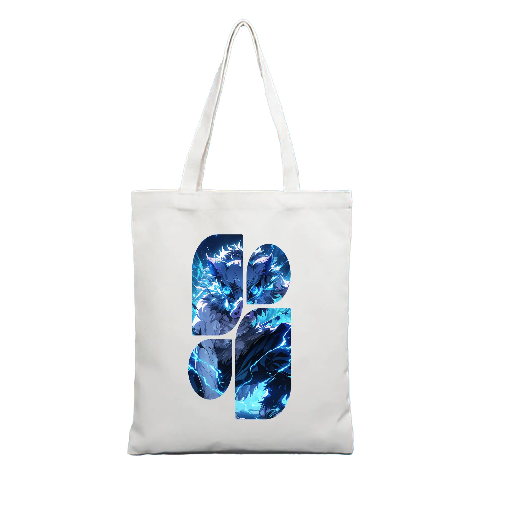 鬼滅の刃 グッズ,嘴平 伊之助 - 縦型キャンバス手提げバッグ（トートバッグ） ・ キャンバス素材 ・ ショッピング用 ・ 軽量 丈夫 お手入れ簡単