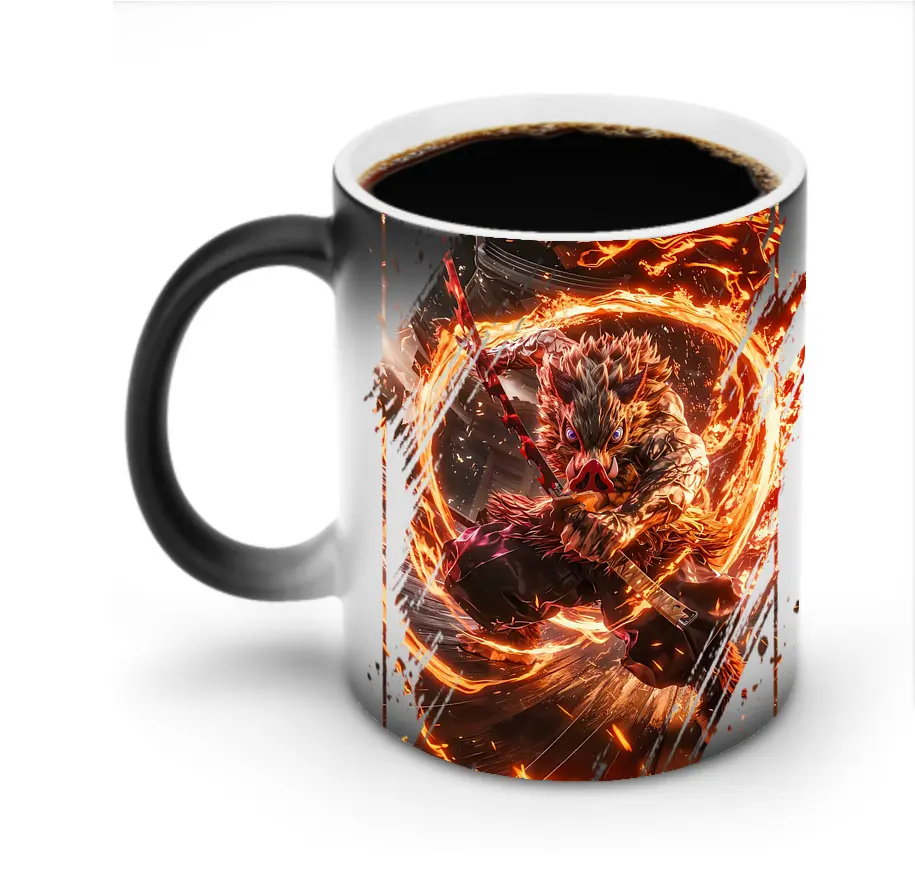 鬼滅の刃 グッズ,嘴平 伊之助 - 変色マグカップ ・ セラミック ・ 熱転写プリント ・ 耐久性 高品質 ・ ギフト・自宅用 コーヒー お茶