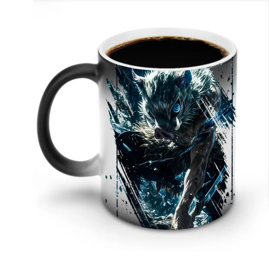 鬼滅の刃 グッズ,嘴平 伊之助 - 変色マグカップ ・ セラミック ・ 熱転写プリント ・ 耐久性 高品質 ・ ギフト・自宅用 コーヒー お茶