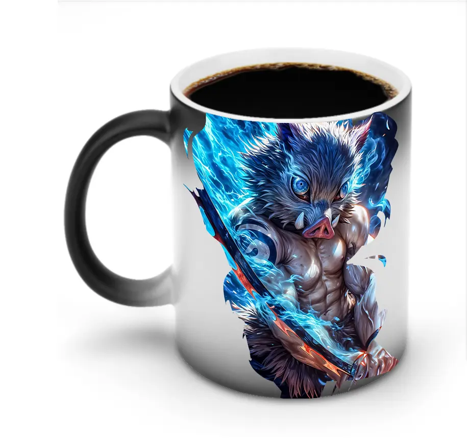 鬼滅の刃 グッズ,嘴平 伊之助 - 変色マグカップ ・ セラミック ・ 熱転写プリント ・ 耐久性 高品質 ・ ギフト・自宅用 コーヒー お茶