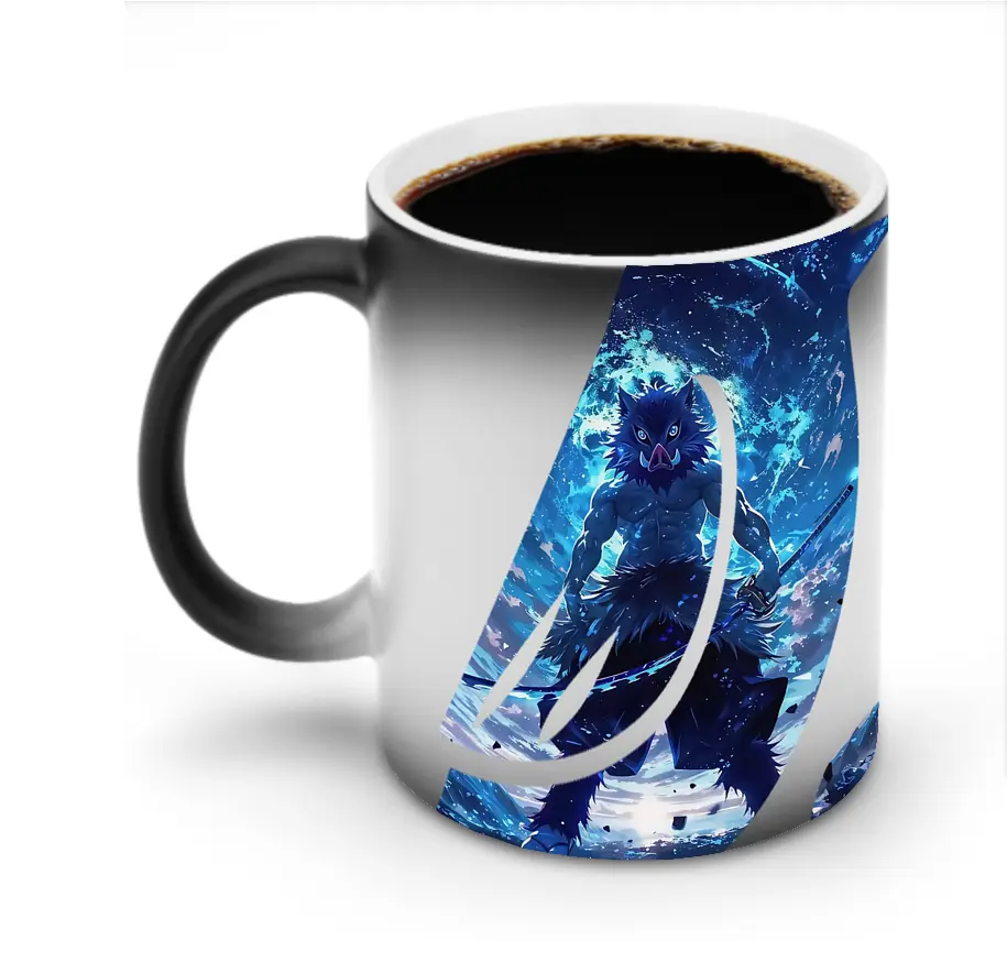 鬼滅の刃 グッズ,嘴平 伊之助 - 変色マグカップ ・ セラミック ・ 熱転写プリント ・ 耐久性 高品質 ・ ギフト・自宅用 コーヒー お茶