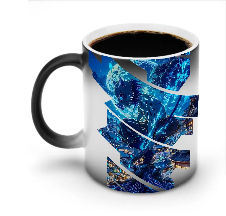 鬼滅の刃 グッズ,嘴平 伊之助 - 変色マグカップ ・ セラミック ・ 熱転写プリント ・ 耐久性 高品質 ・ ギフト・自宅用 コーヒー お茶