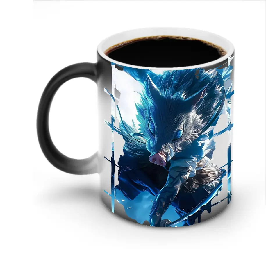 鬼滅の刃 グッズ,嘴平 伊之助 - 変色マグカップ ・ セラミック ・ 熱転写プリント ・ 耐久性 高品質 ・ ギフト・自宅用 コーヒー お茶