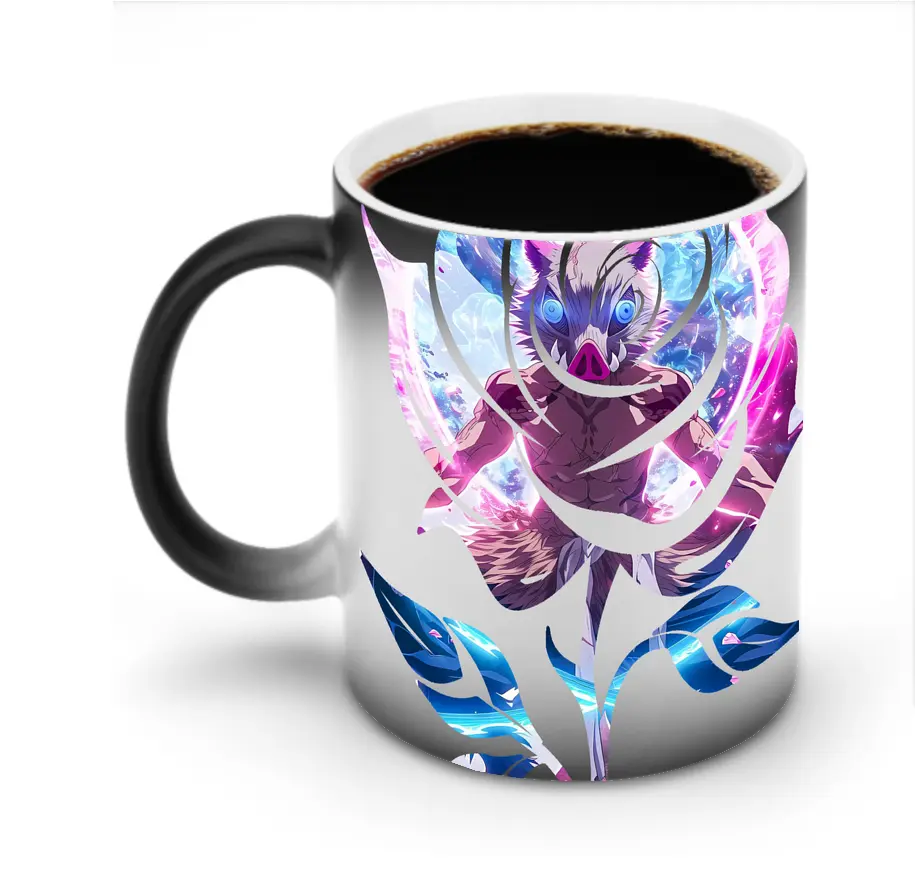 鬼滅の刃 グッズ,嘴平 伊之助 - 変色マグカップ ・ セラミック ・ 熱転写プリント ・ 耐久性 高品質 ・ ギフト・自宅用 コーヒー お茶