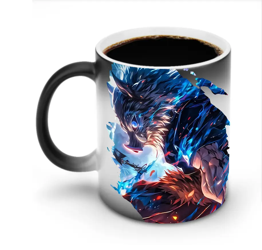 鬼滅の刃 グッズ,嘴平 伊之助 - 変色マグカップ ・ セラミック ・ 熱転写プリント ・ 耐久性 高品質 ・ ギフト・自宅用 コーヒー お茶