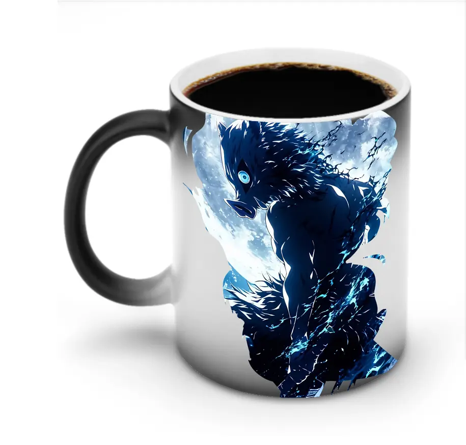 鬼滅の刃 グッズ,嘴平 伊之助 - 変色マグカップ ・ セラミック ・ 熱転写プリント ・ 耐久性 高品質 ・ ギフト・自宅用 コーヒー お茶