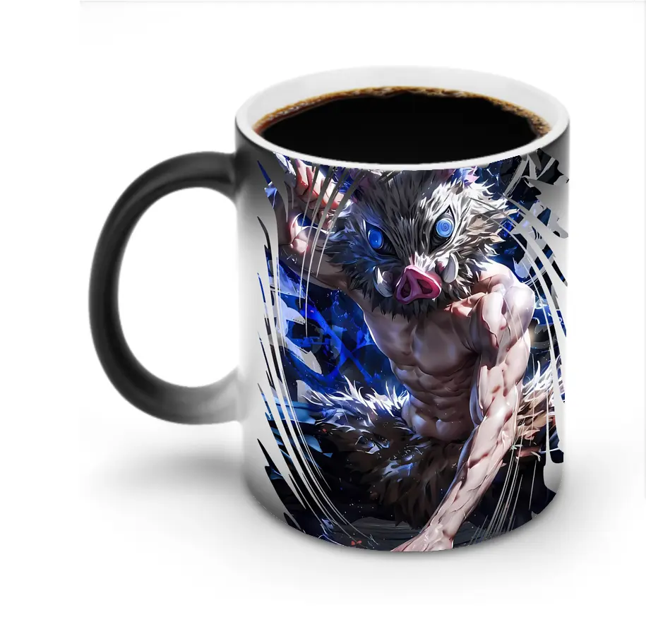 鬼滅の刃 グッズ,嘴平 伊之助 - 変色マグカップ ・ セラミック ・ 熱転写プリント ・ 耐久性 高品質 ・ ギフト・自宅用 コーヒー お茶